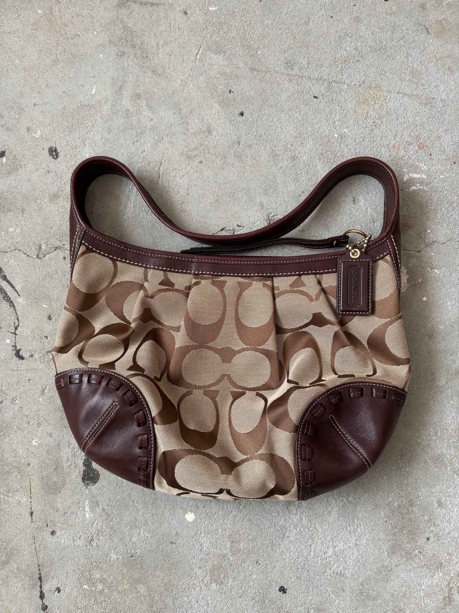 Coach Signature Hobo Ergo Shoulder Bag Brown/Beige