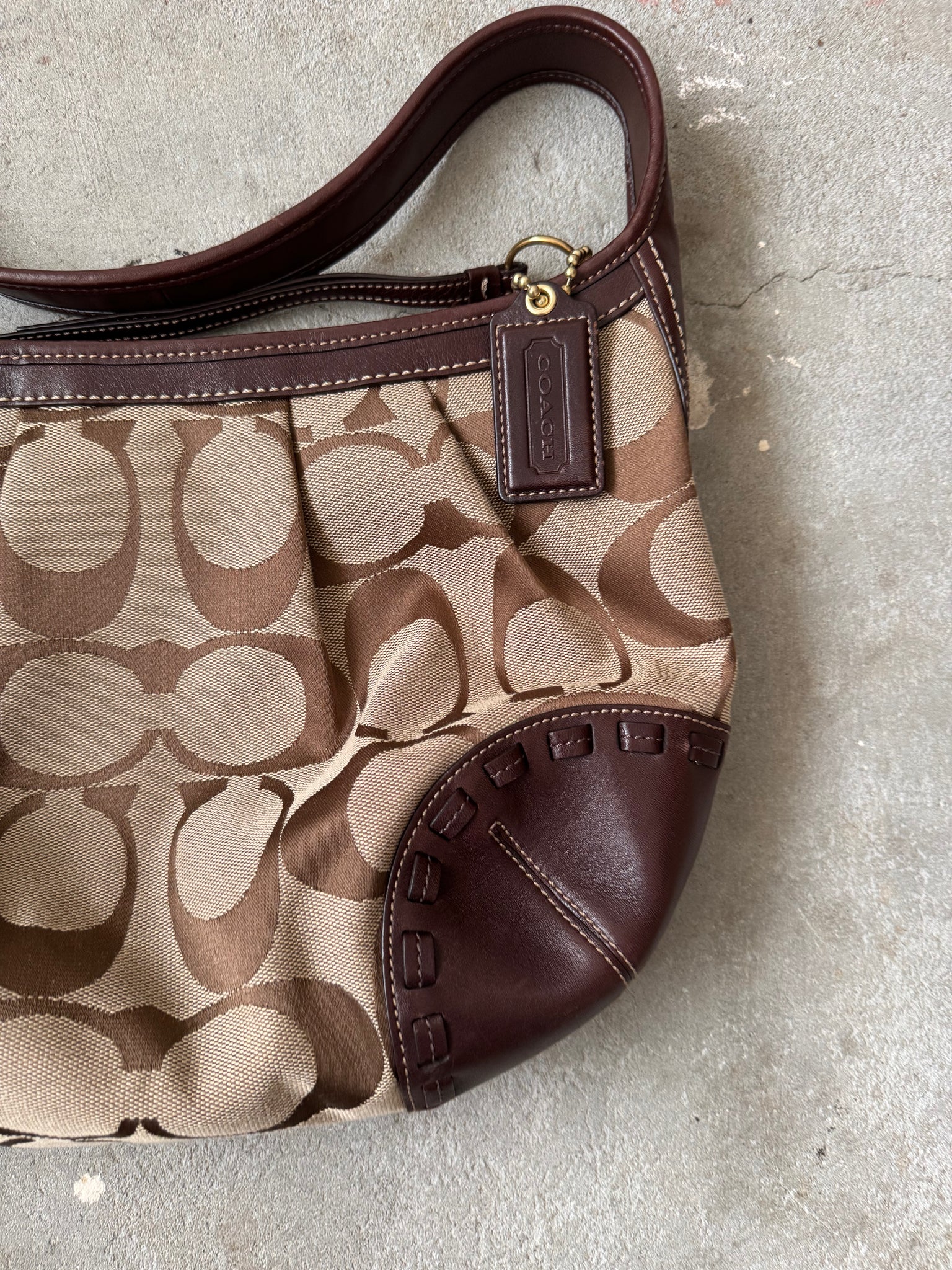 Coach Signature Hobo Ergo Shoulder Bag Brown/Beige