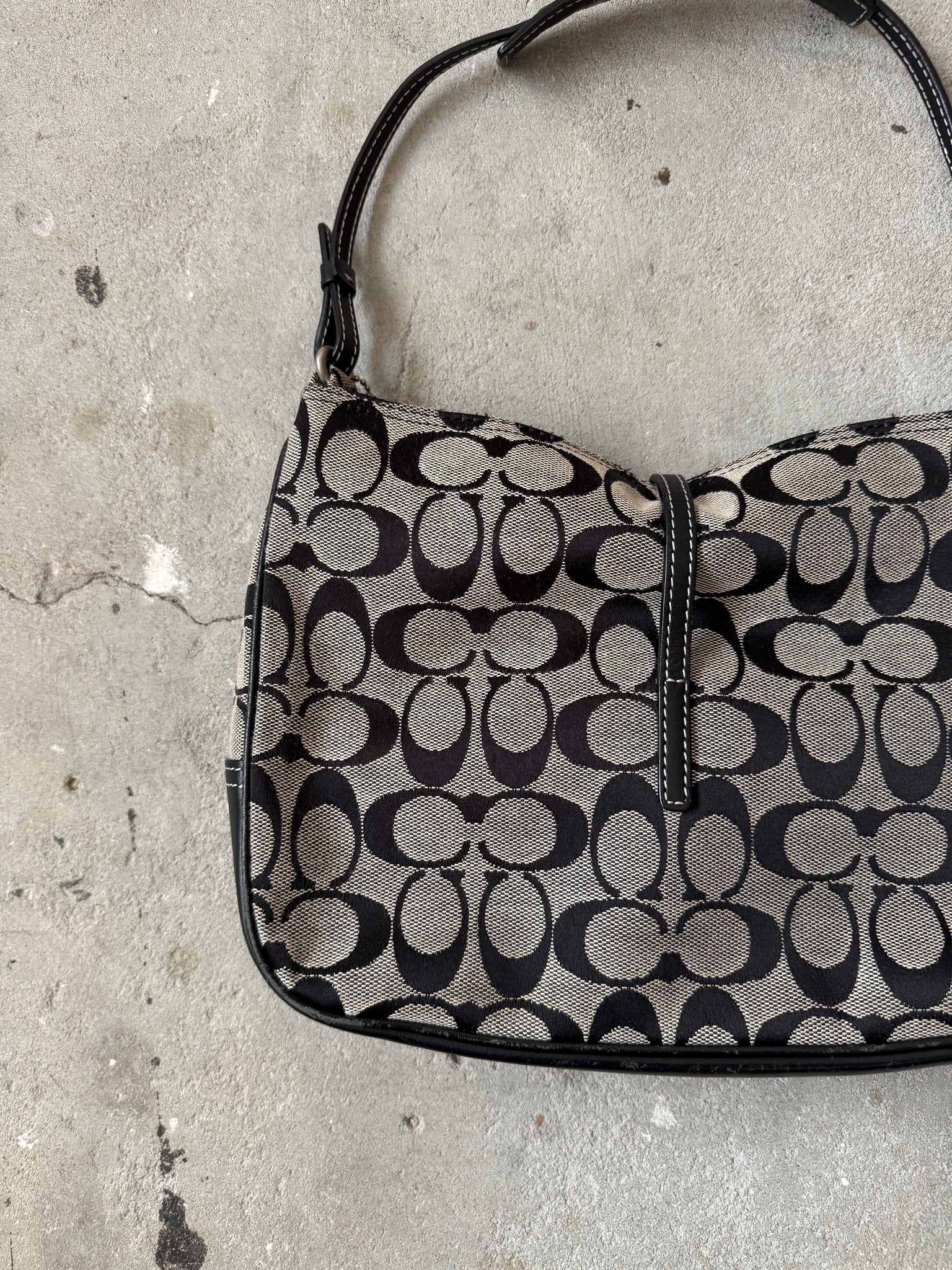 Coach Hobo Signature Clip Canvas Handbag Grey/Black