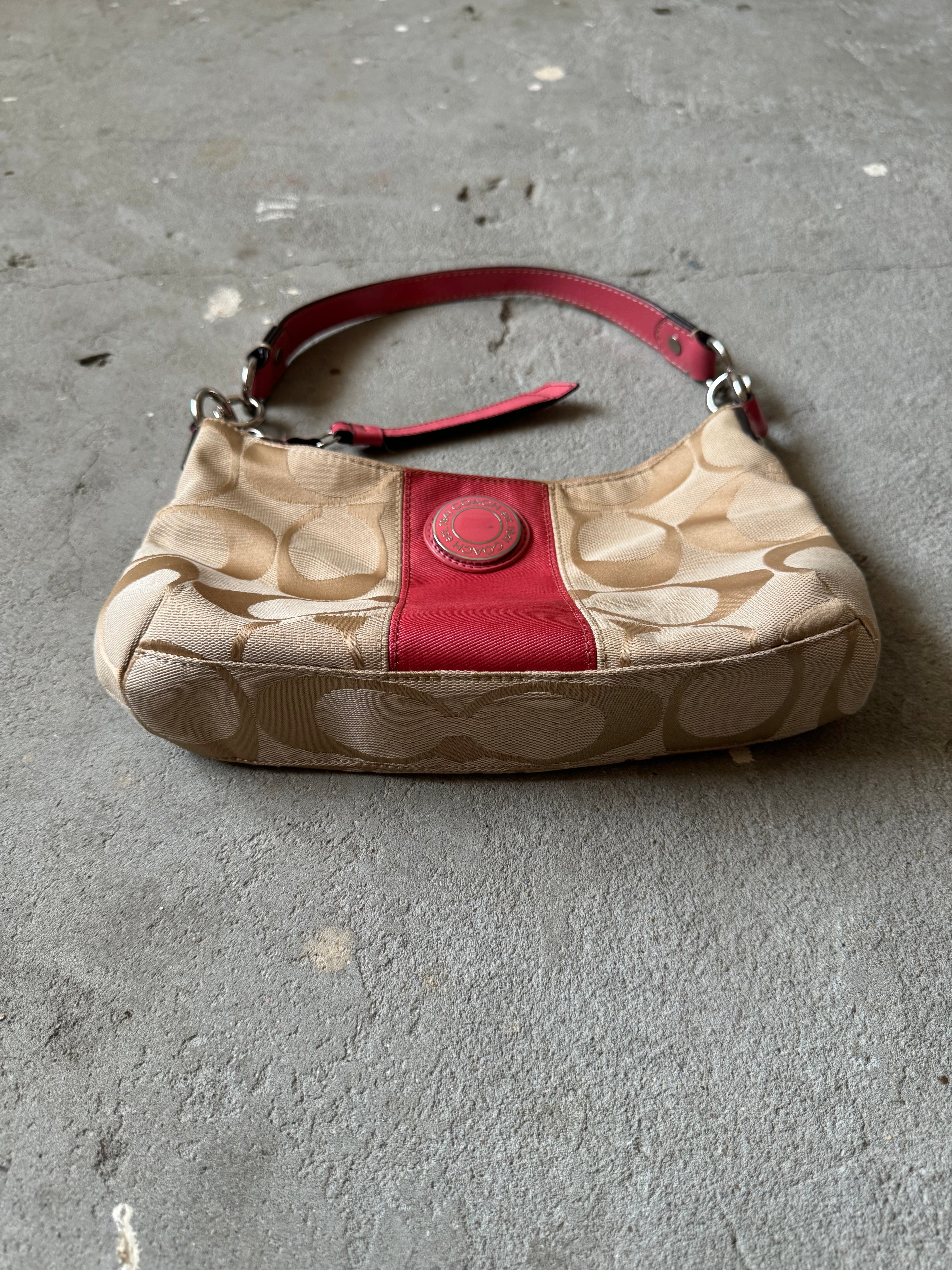 Coach Signature Stripe Demi Shoulder Bag Red/Beige – Curated by