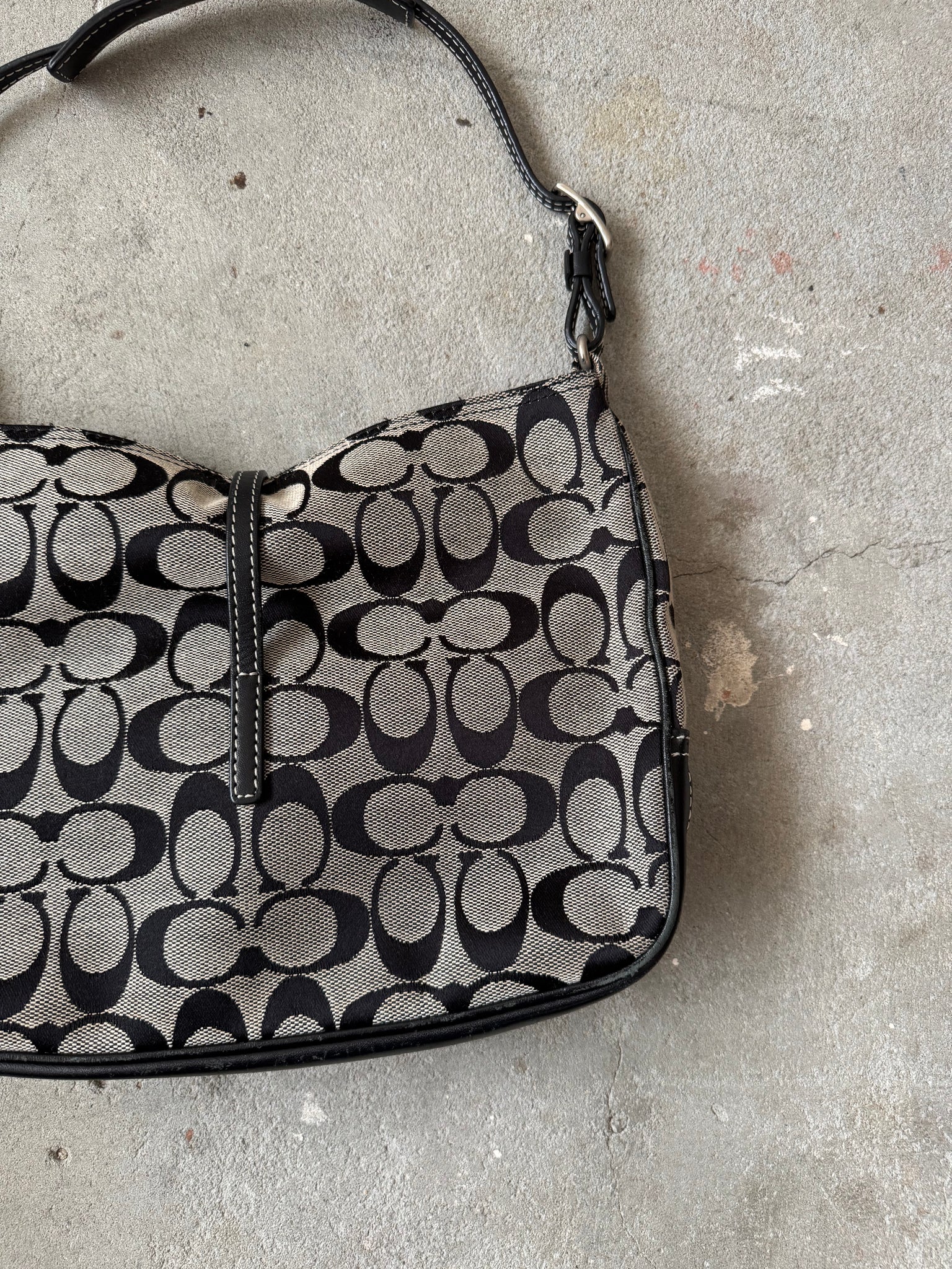 Coach Hobo Signature Clip Canvas Handbag Grey/Black