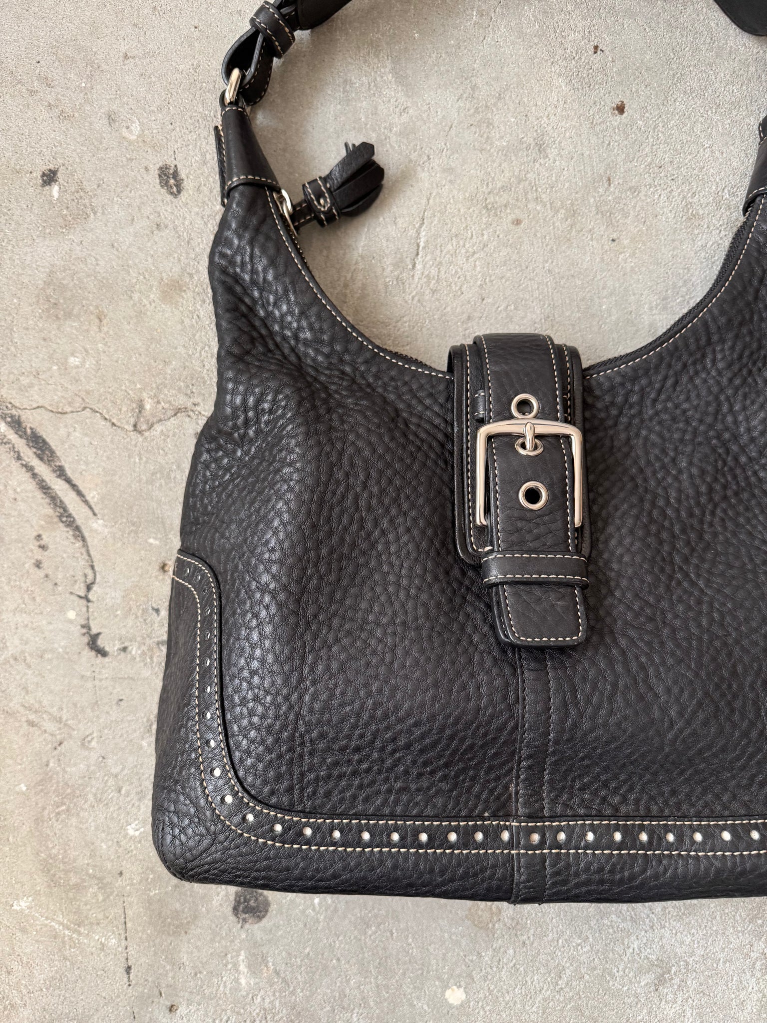 Coach Leather Hampton Hobo Shoulder Bag Black