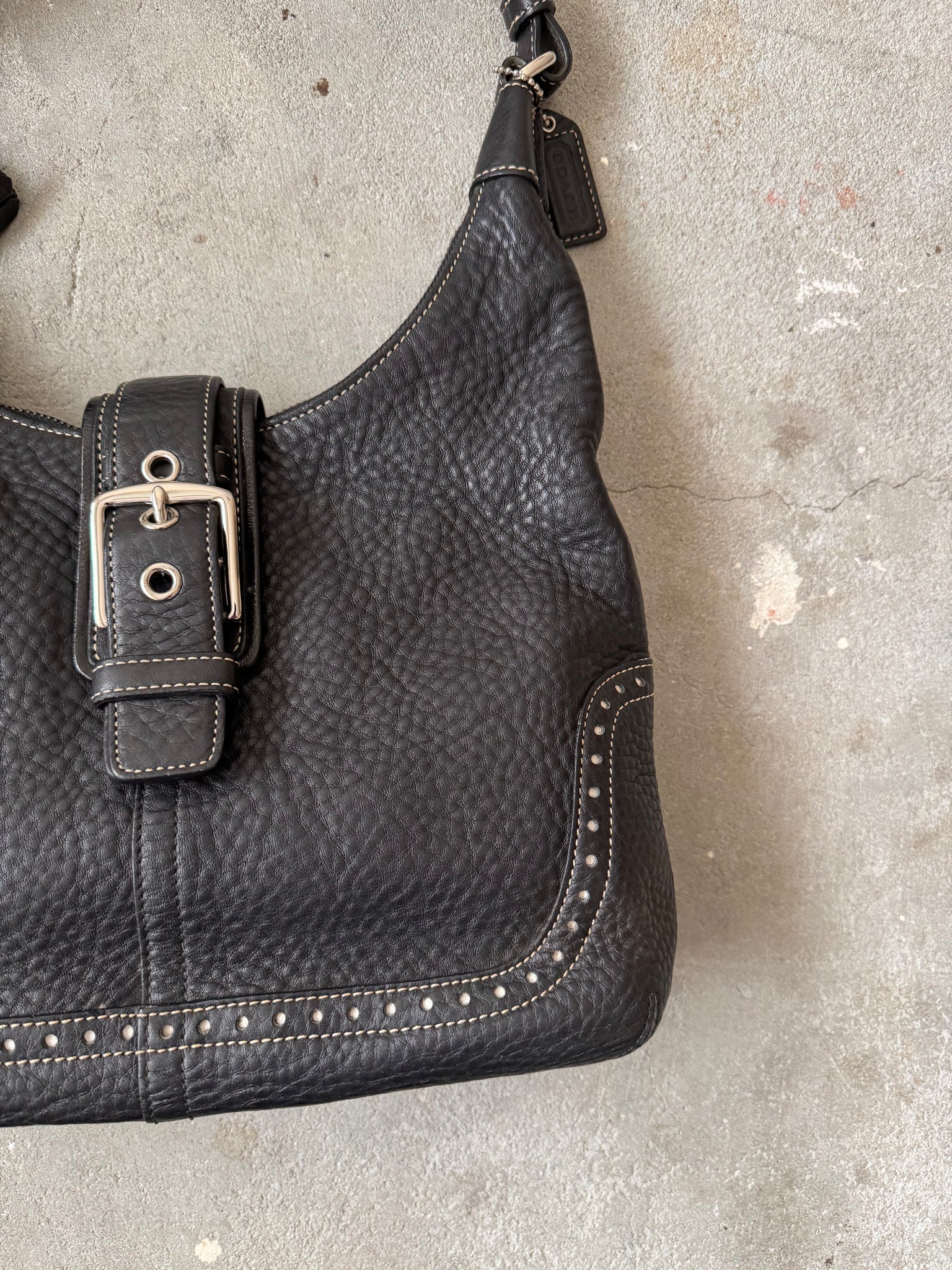 Coach Leather Hampton Hobo Shoulder Bag Black