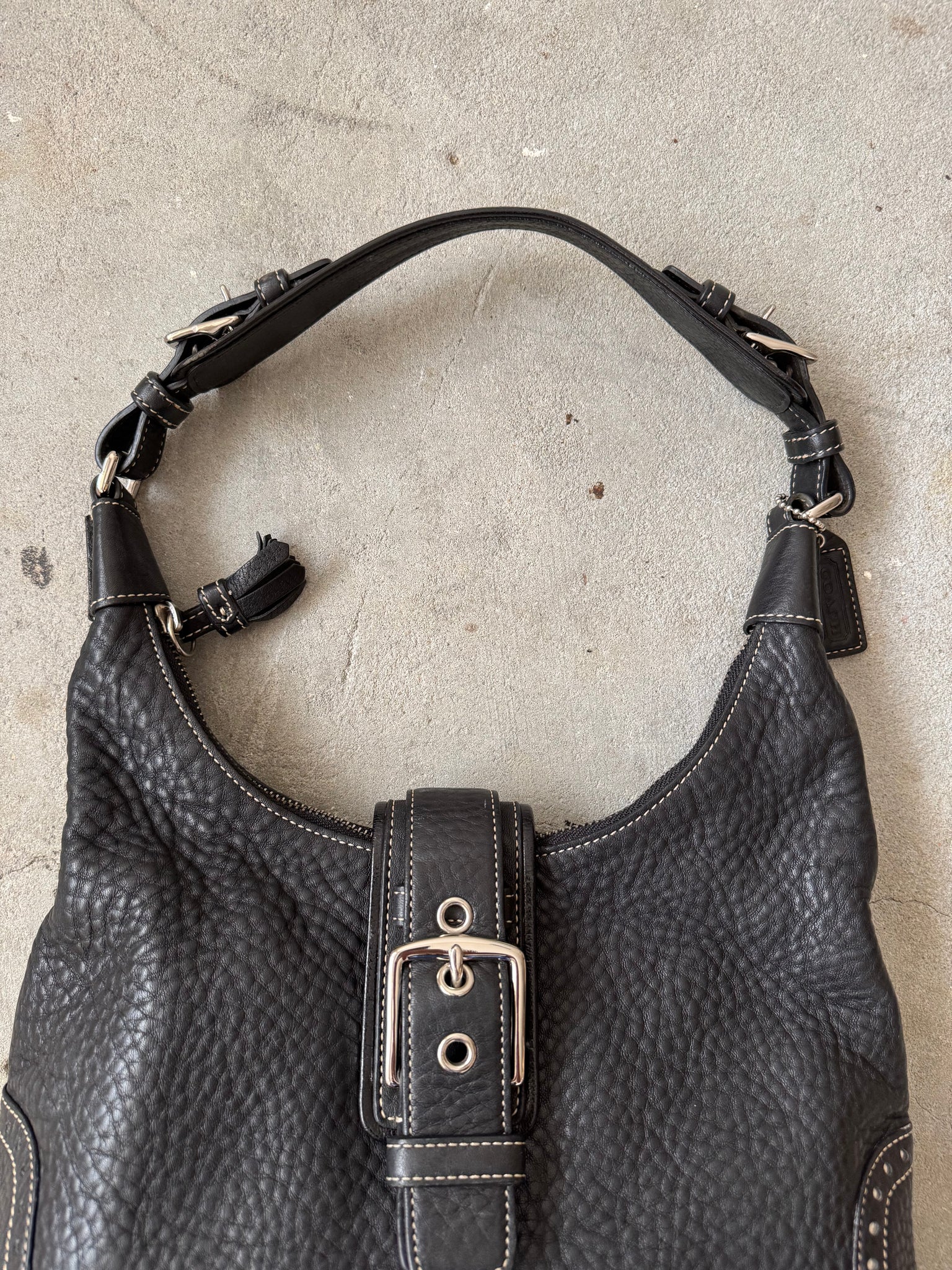 Coach Leather Hampton Hobo Shoulder Bag Black
