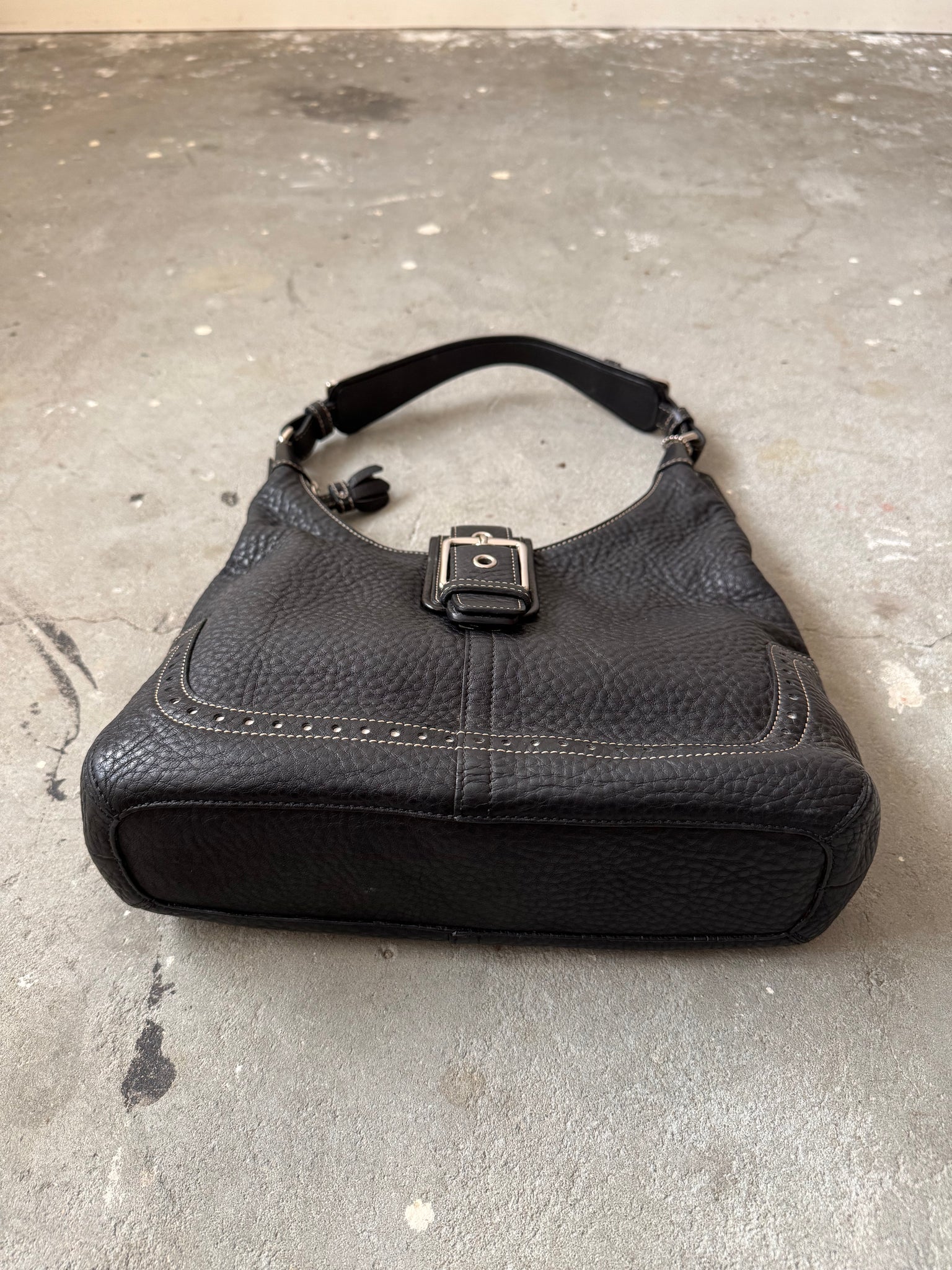 Coach Leather Hampton Hobo Shoulder Bag Black