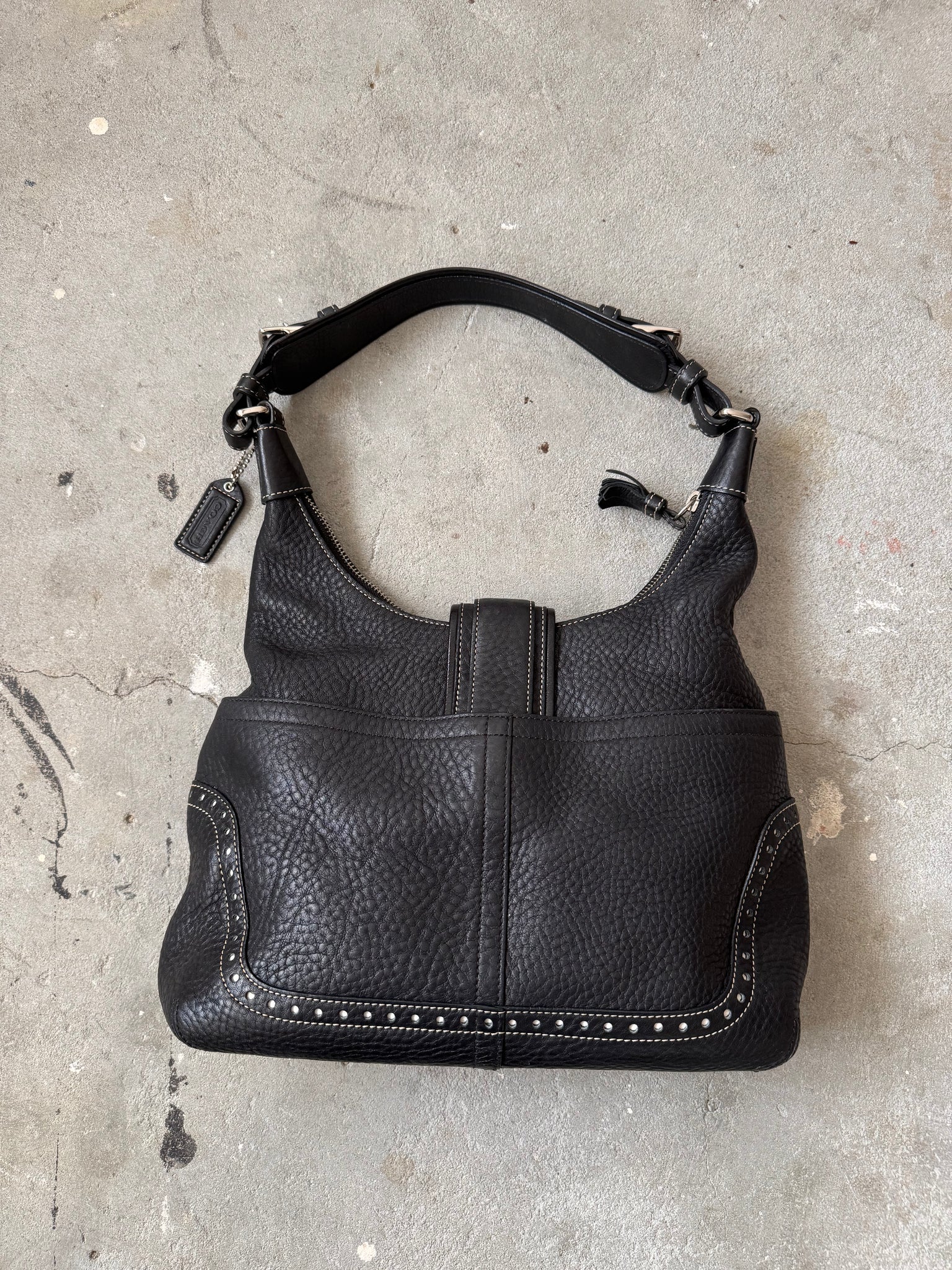 Coach Leather Hampton Hobo Shoulder Bag Black