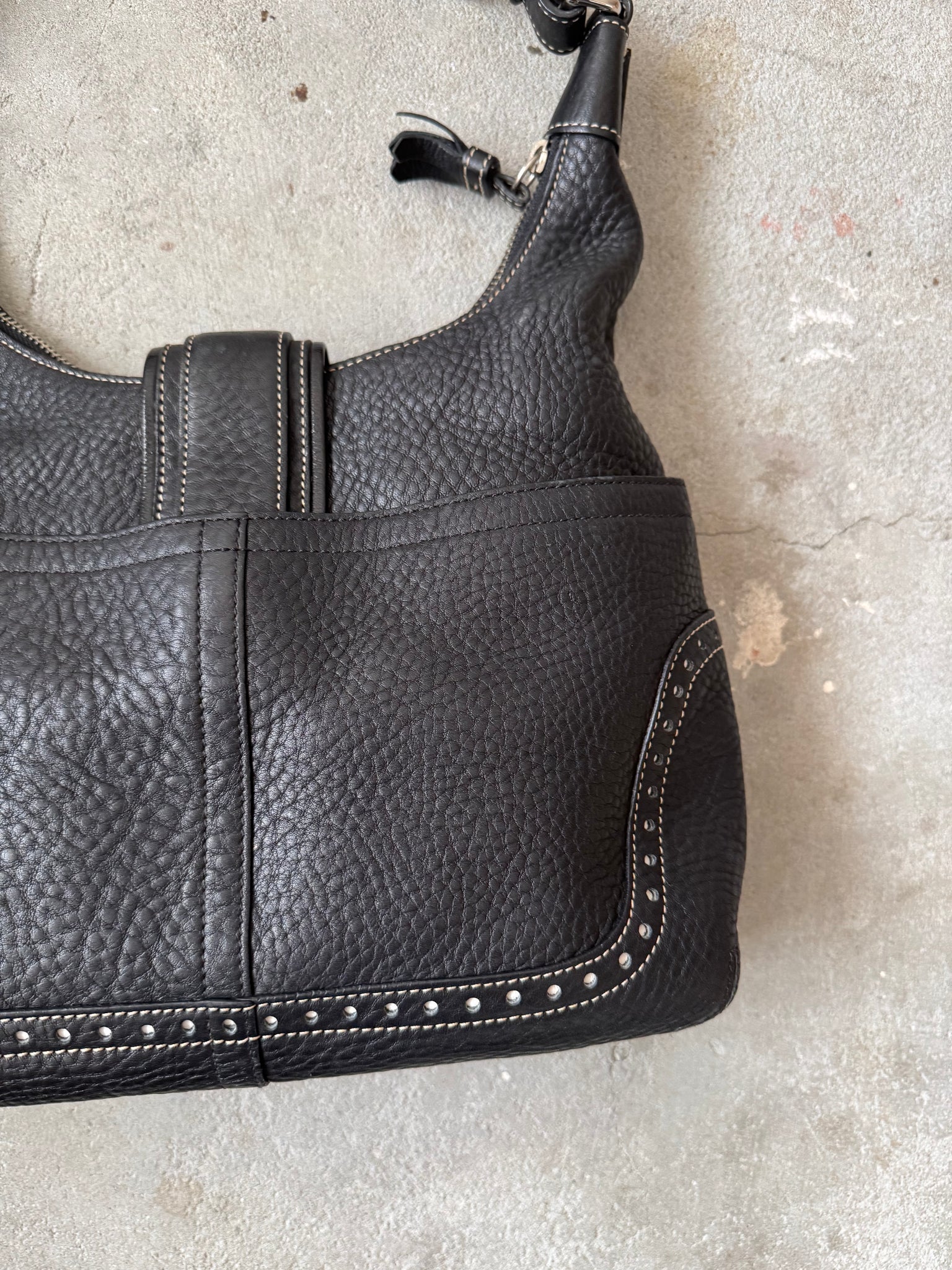 Coach Leather Hampton Hobo Shoulder Bag Black