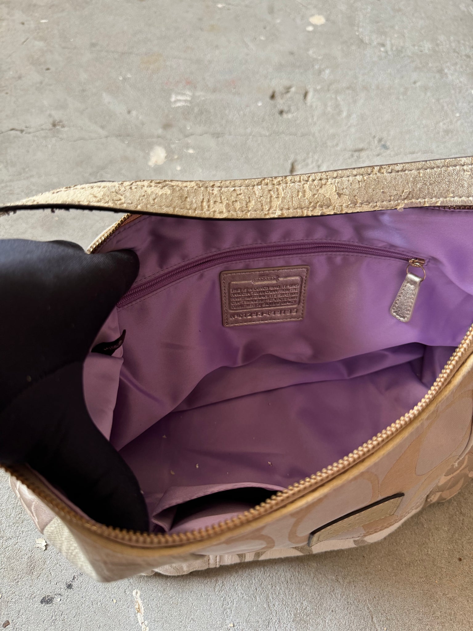 Coach Signature Patchwork ShoulderBag Beige/Gold