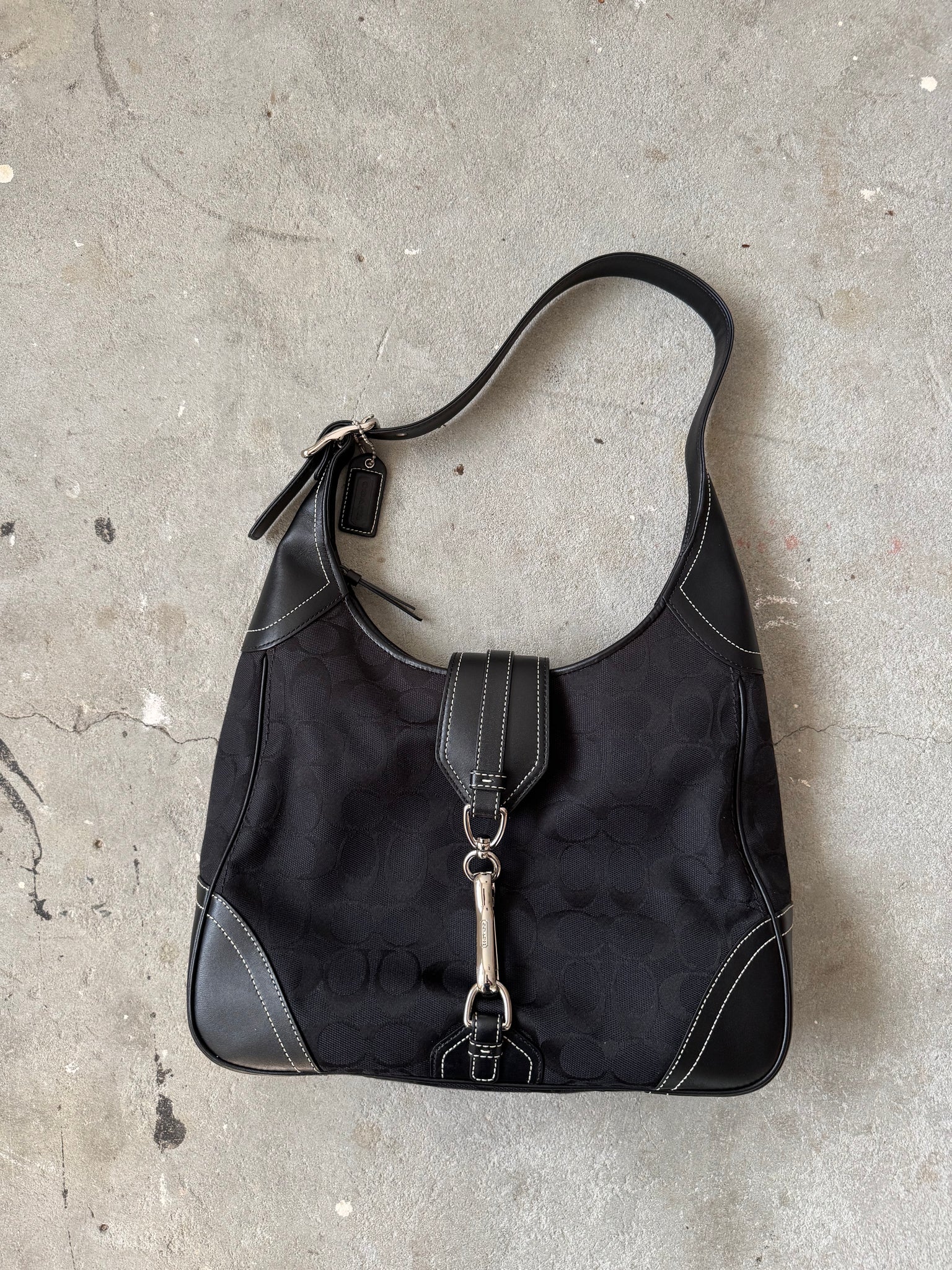 Coach Signature Hamilton Hobo Clip Shoulder Bag Black