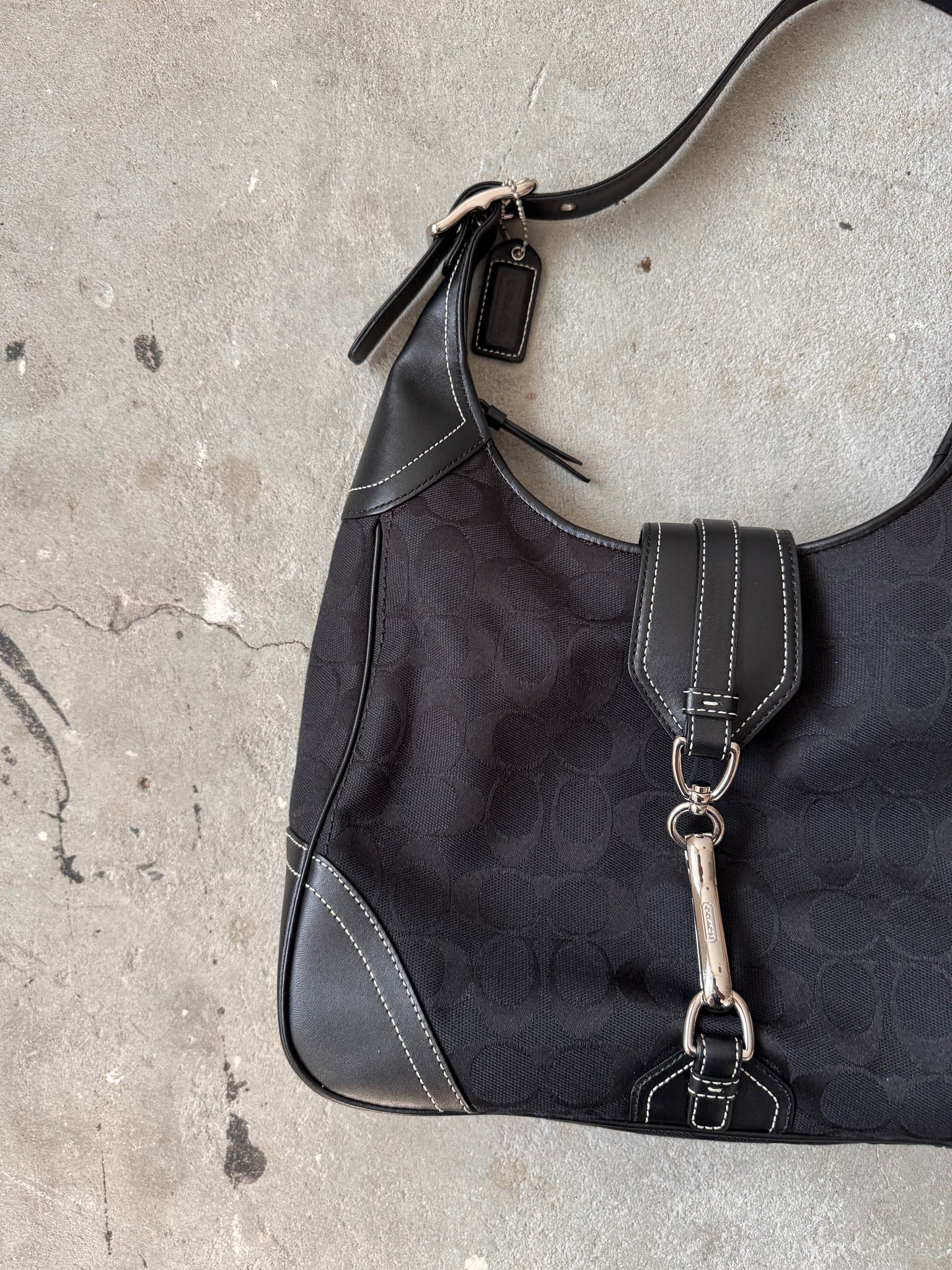 Coach Signature Hamilton Hobo Clip Shoulder Bag Black