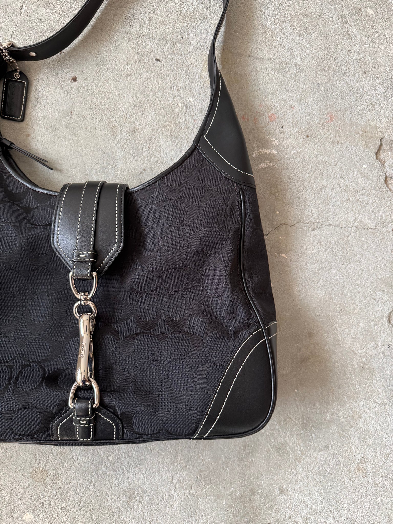 Coach Signature Hamilton Hobo Clip Shoulder Bag Black