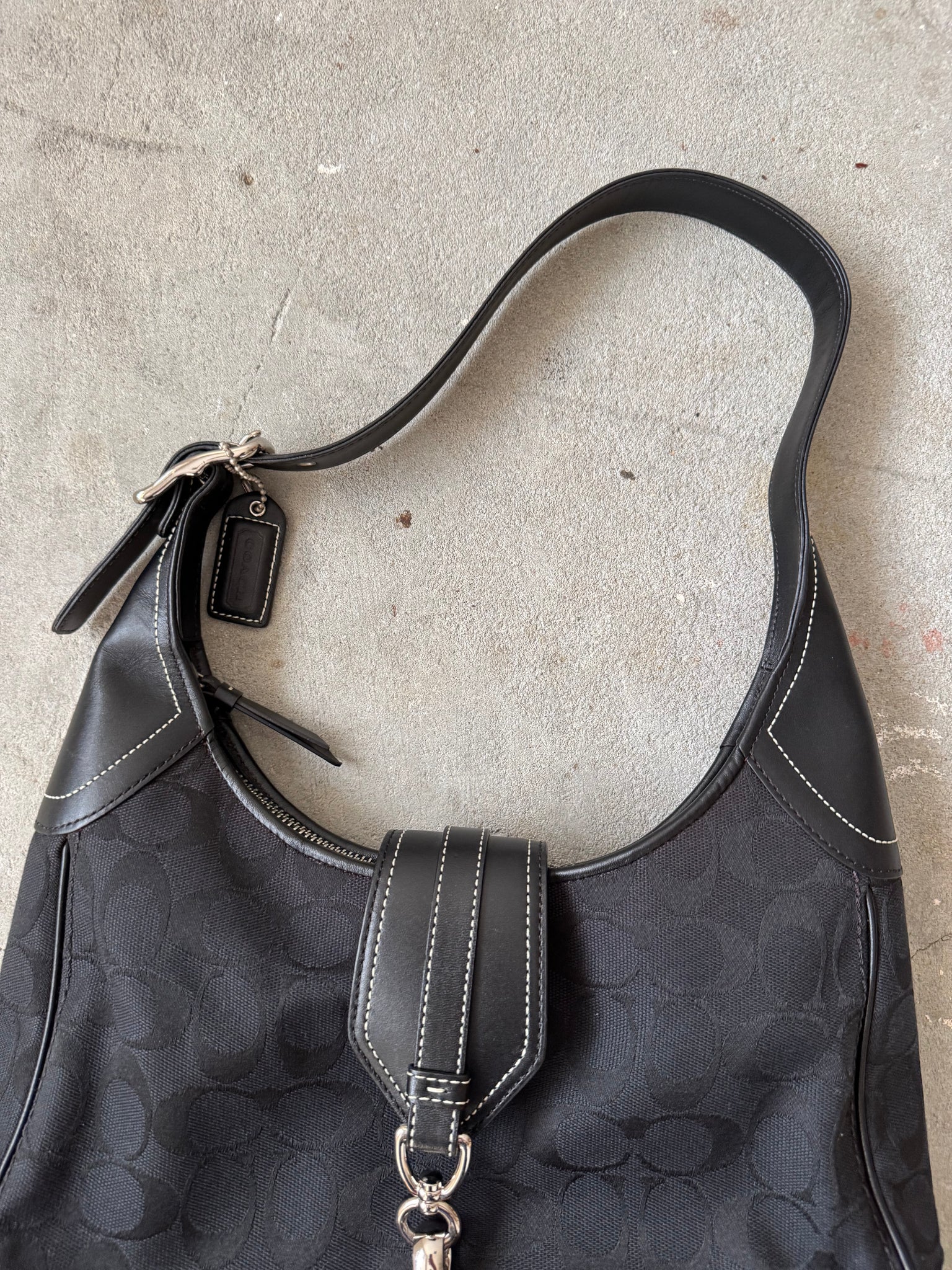 Coach Signature Hamilton Hobo Clip Shoulder Bag Black