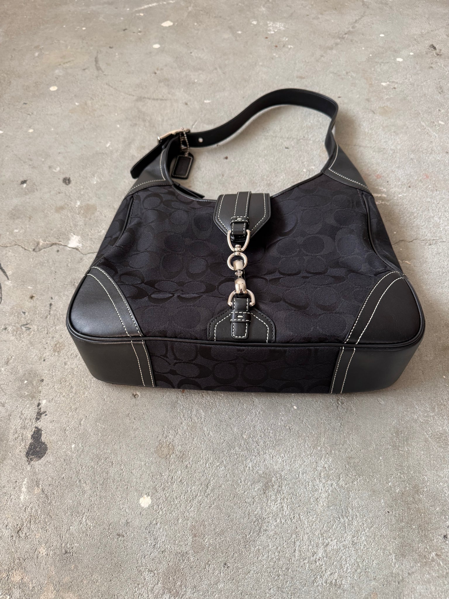 Coach Signature Hamilton Hobo Clip Shoulder Bag Black