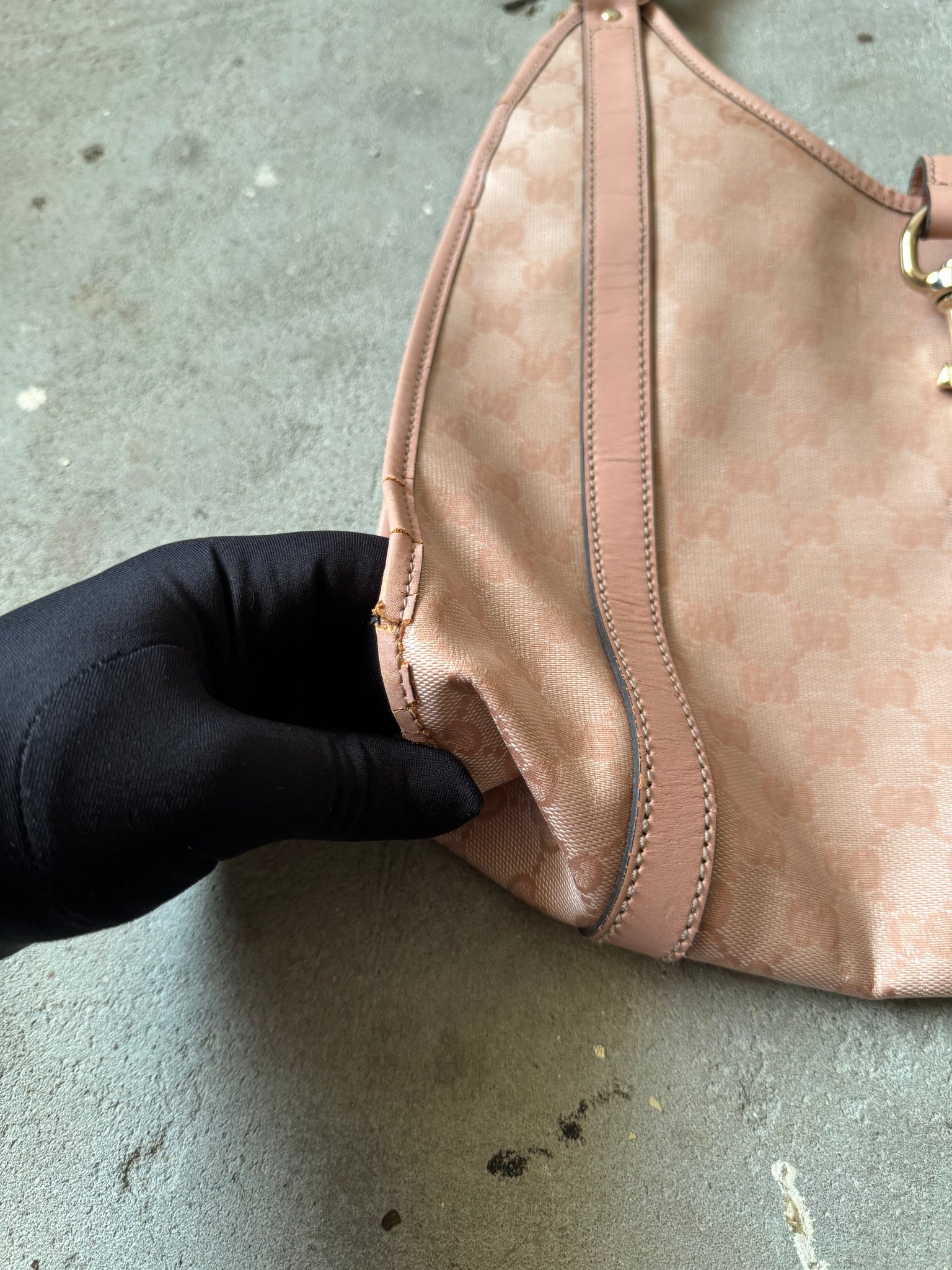 Gucci GG Monogram Jackie Shoulder Bag Pink