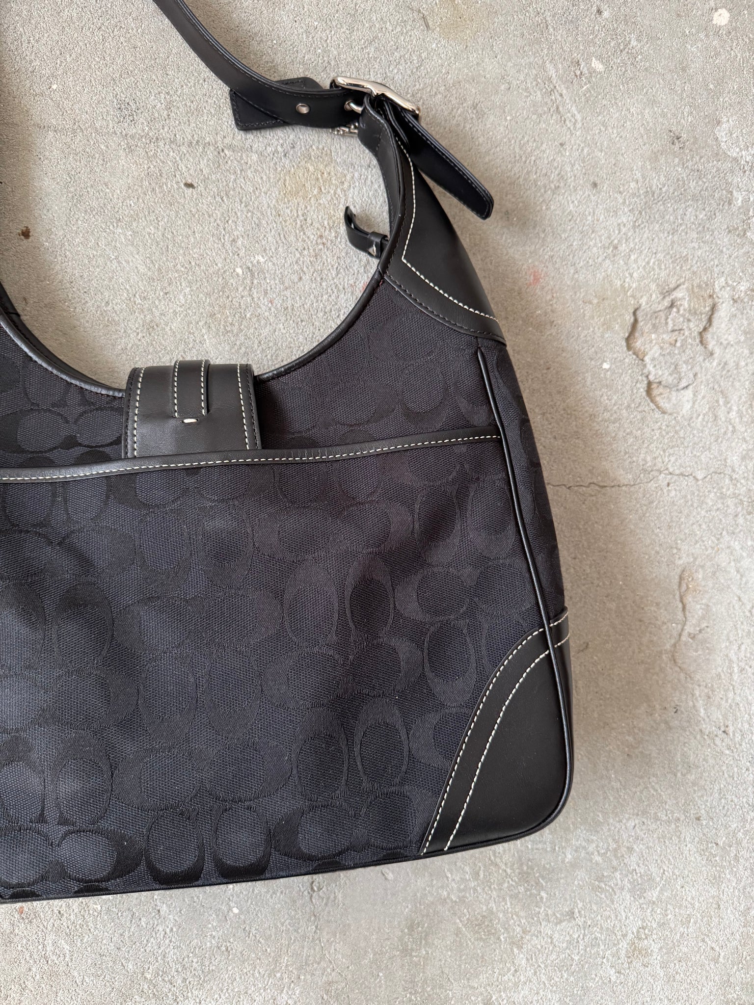 Coach Signature Hamilton Hobo Clip Shoulder Bag Black