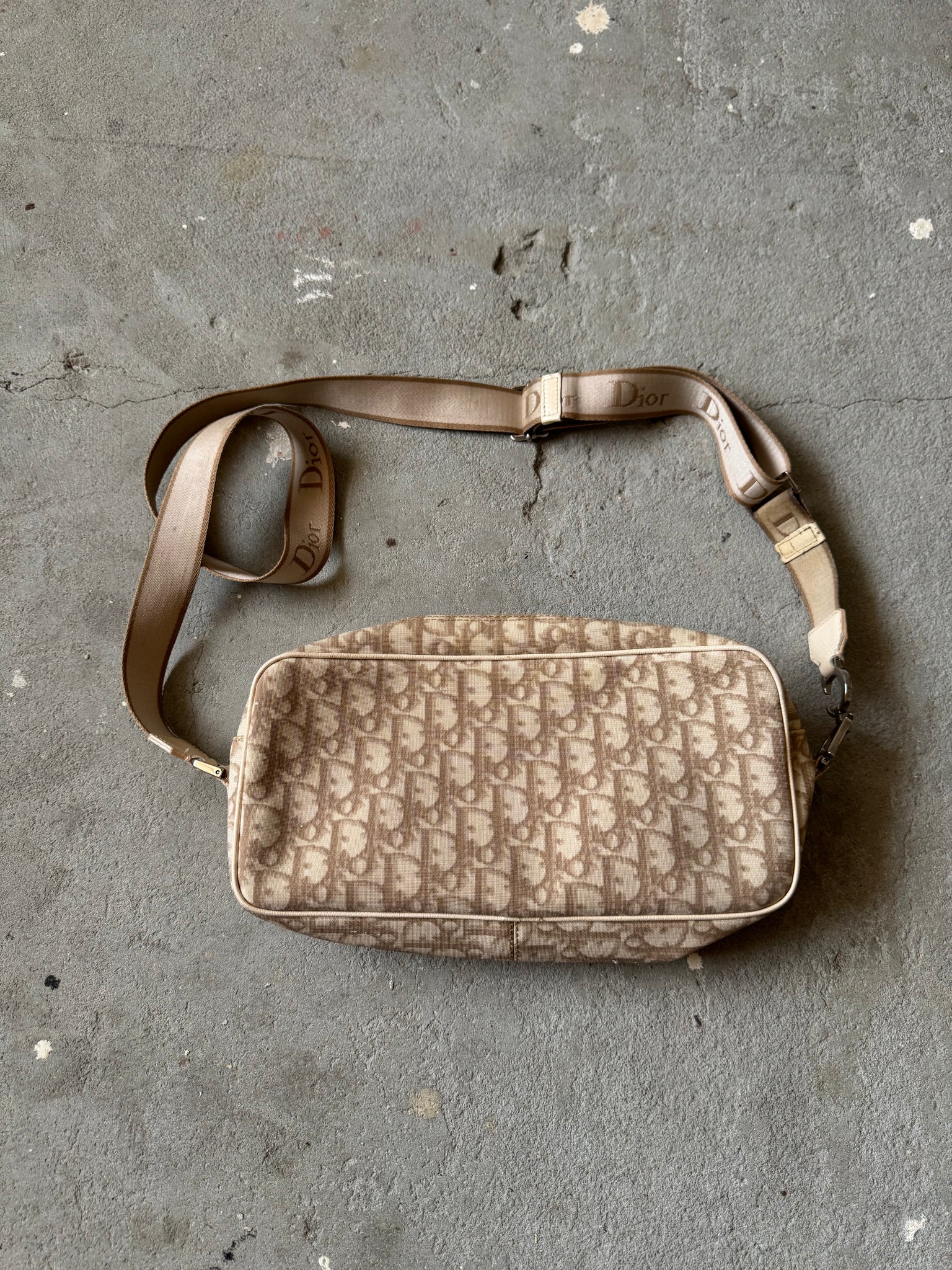 Dior Trotter Oblique Floral Embroidered CrossBody Bag Beige