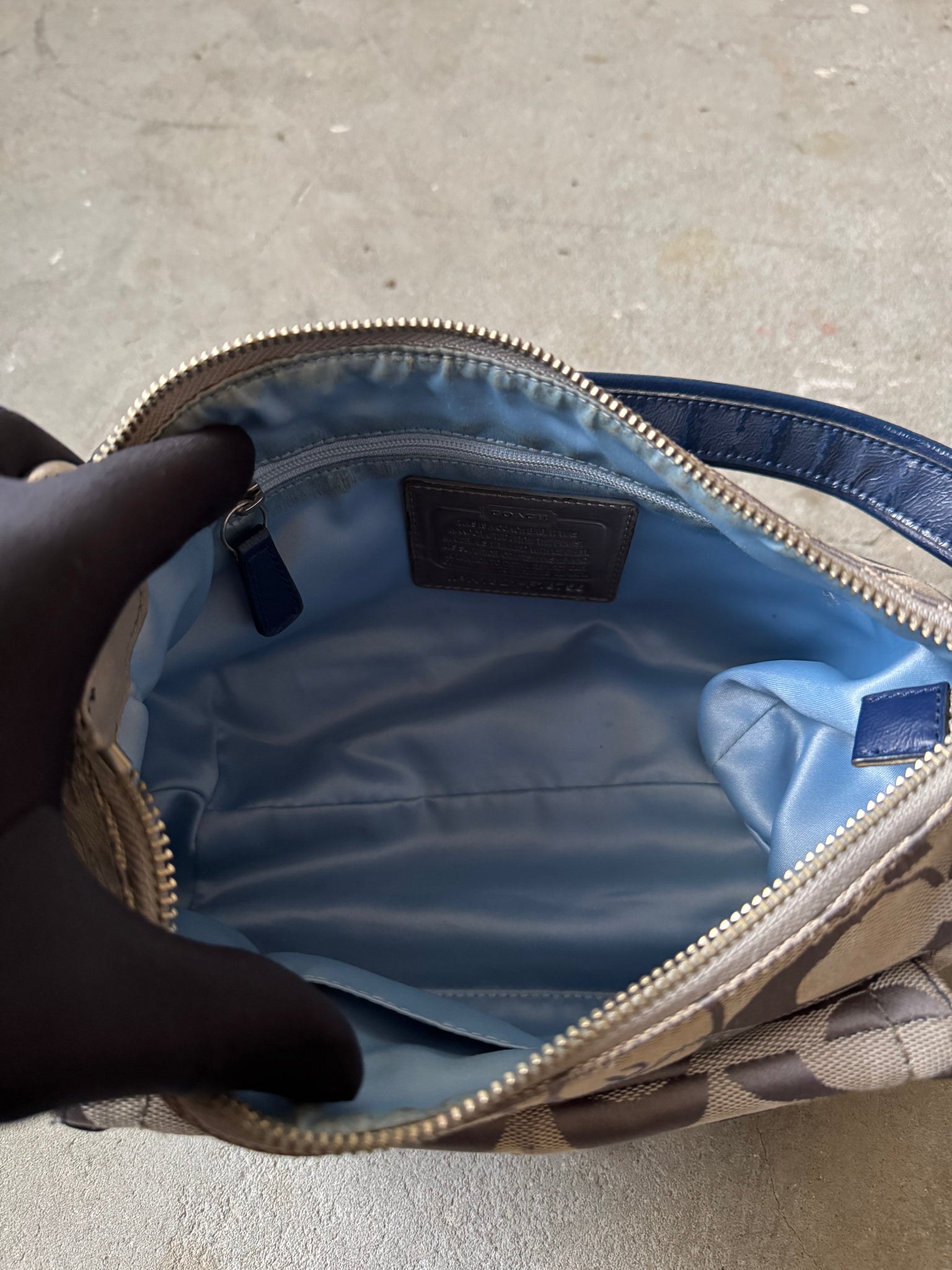 Coach 2Way Signature Embroidered Hearts Shoulder Bag Grey/Blue