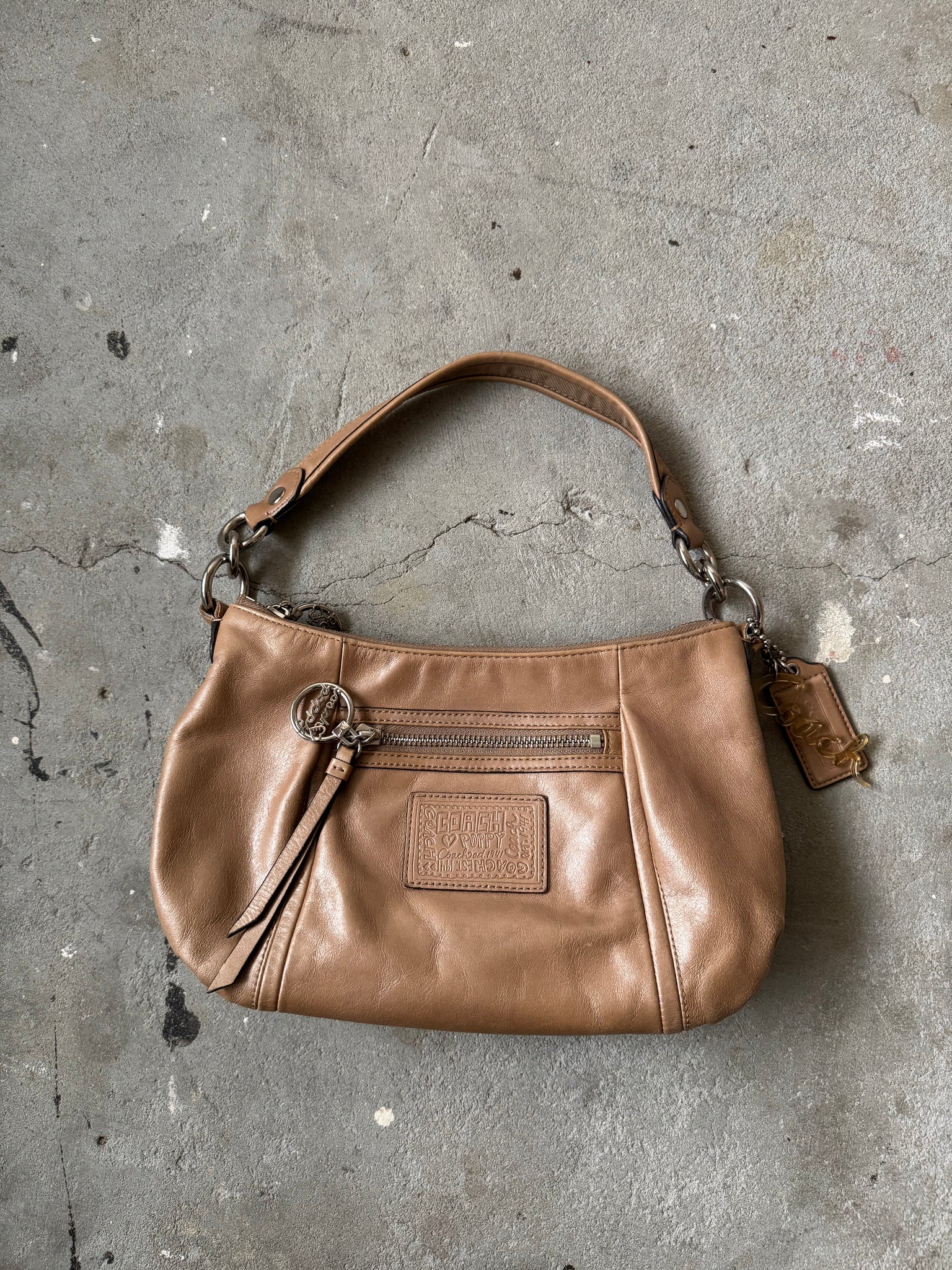 Coach 2Way Poppy Leather Shoulder Bag Brown