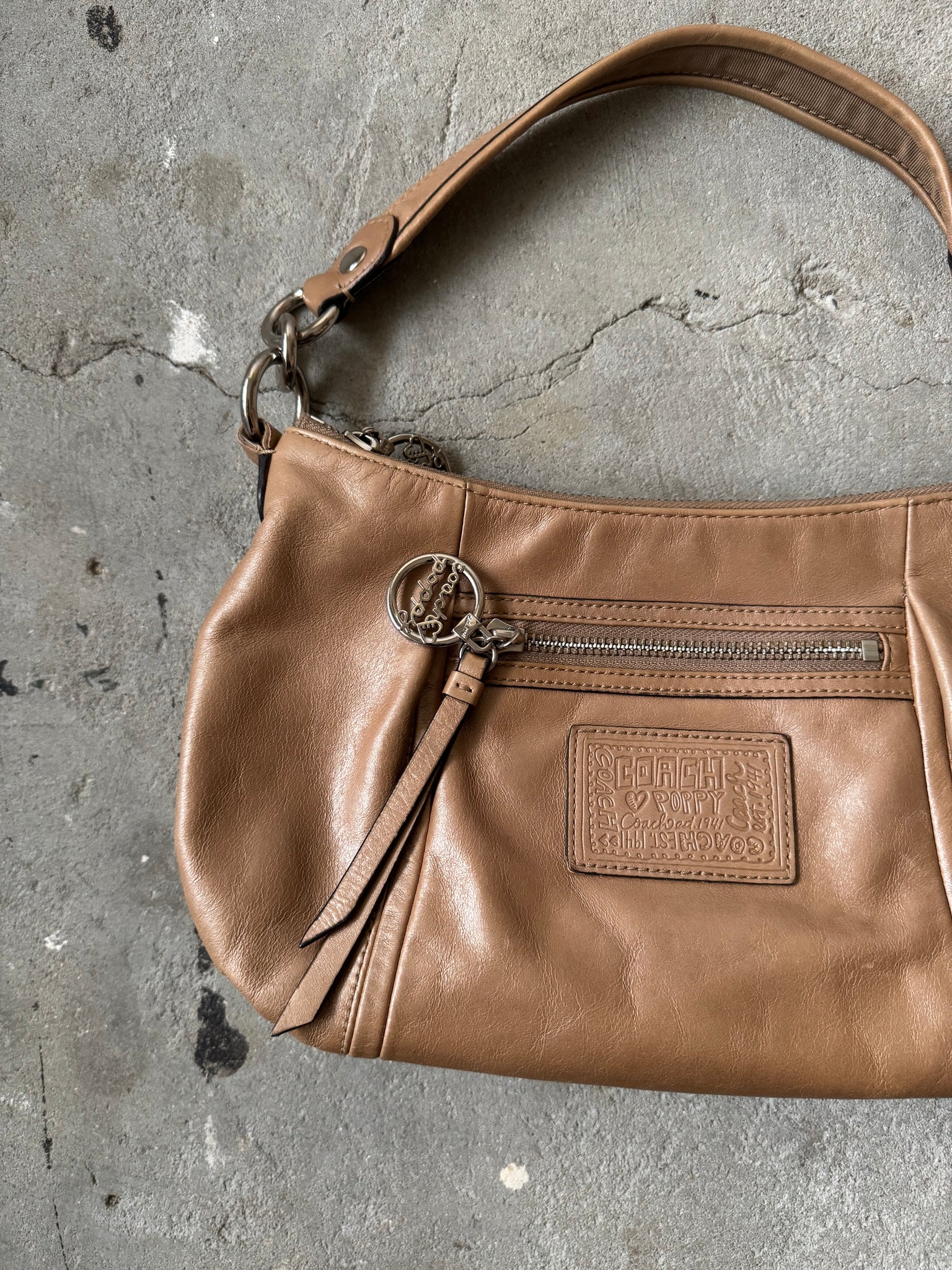 Coach 2Way Poppy Leather Shoulder Bag Brown