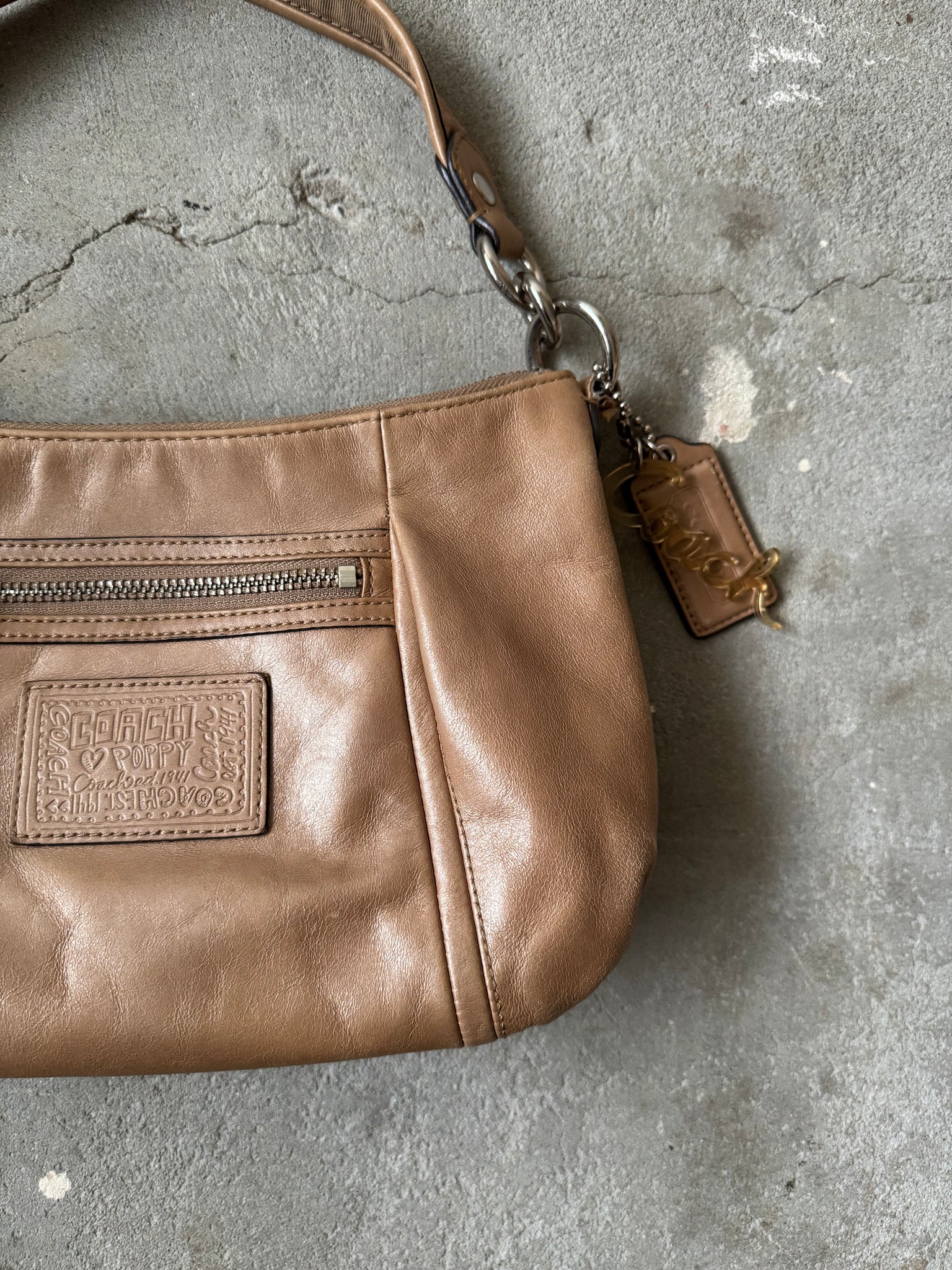Coach 2Way Poppy Leather Shoulder Bag Brown