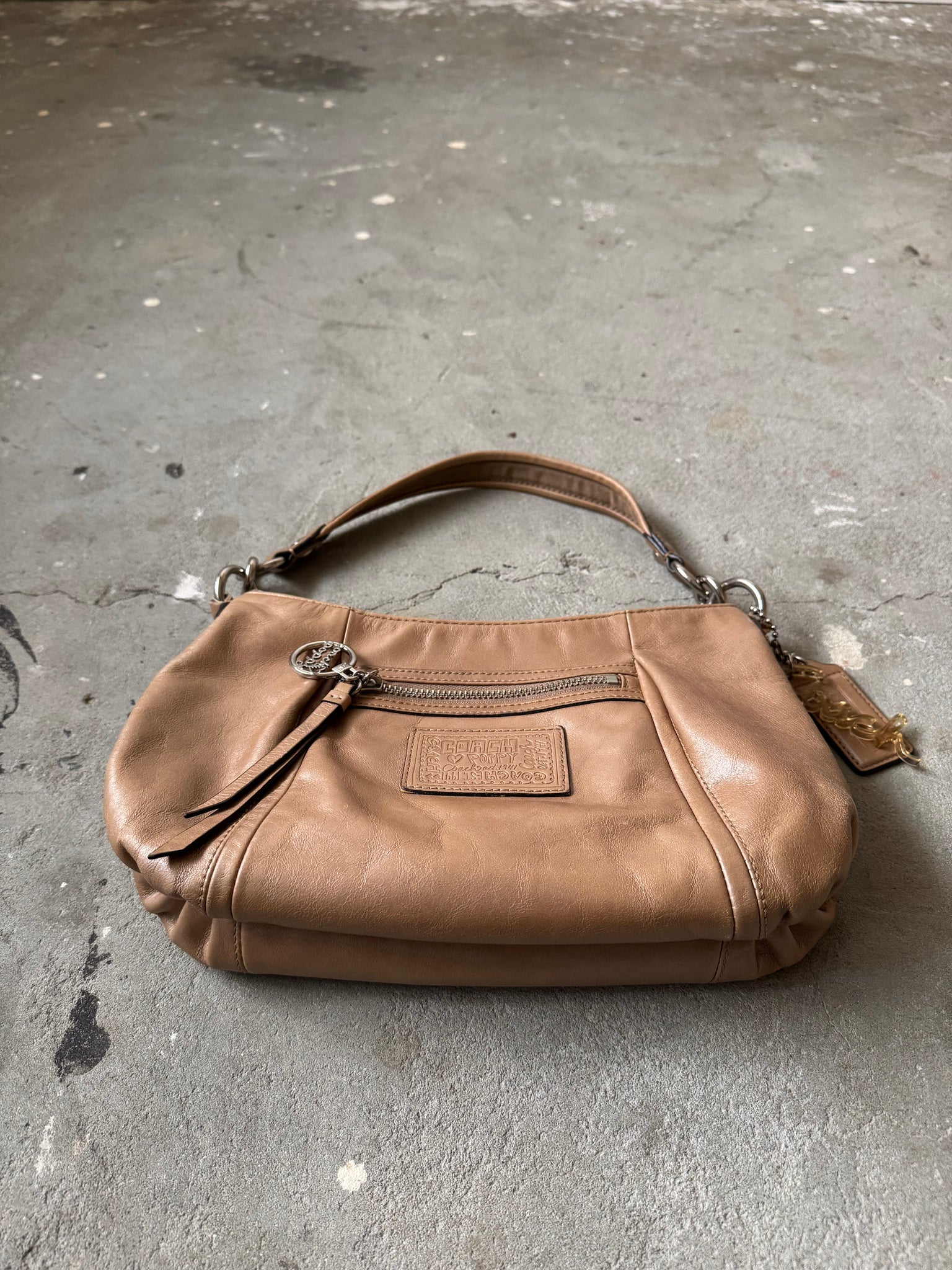 Coach 2Way Poppy Leather Shoulder Bag Brown