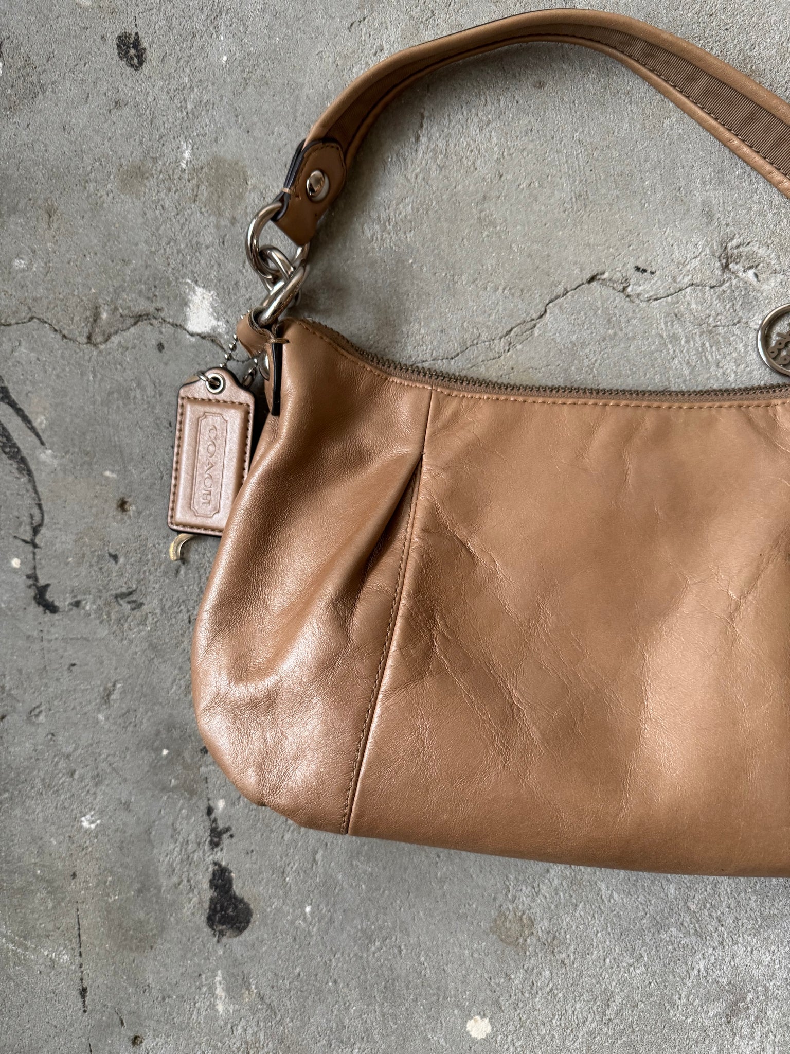 Coach 2Way Poppy Leather Shoulder Bag Brown