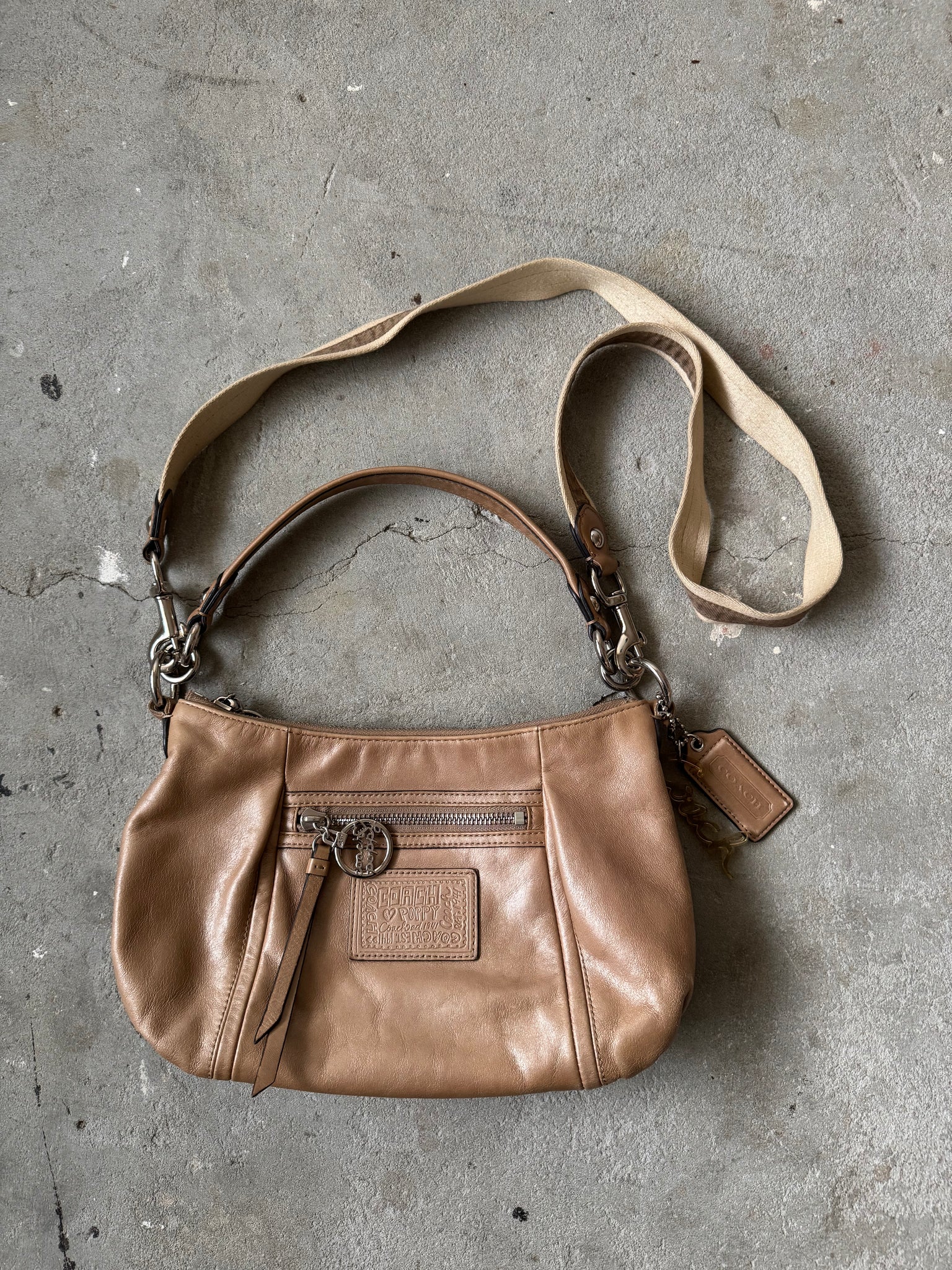 Coach 2Way Poppy Leather Shoulder Bag Brown