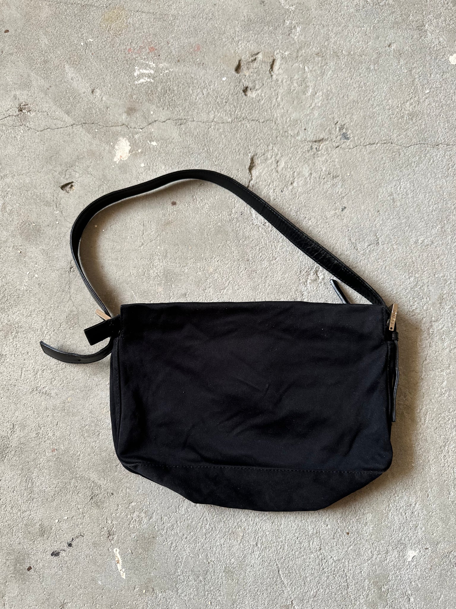 Fendi Baguette Cloth Shoulder Bag Black