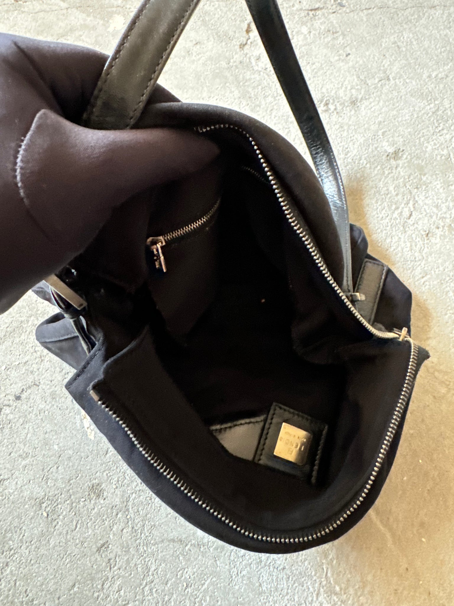 Fendi Baguette Cloth Shoulder Bag Black