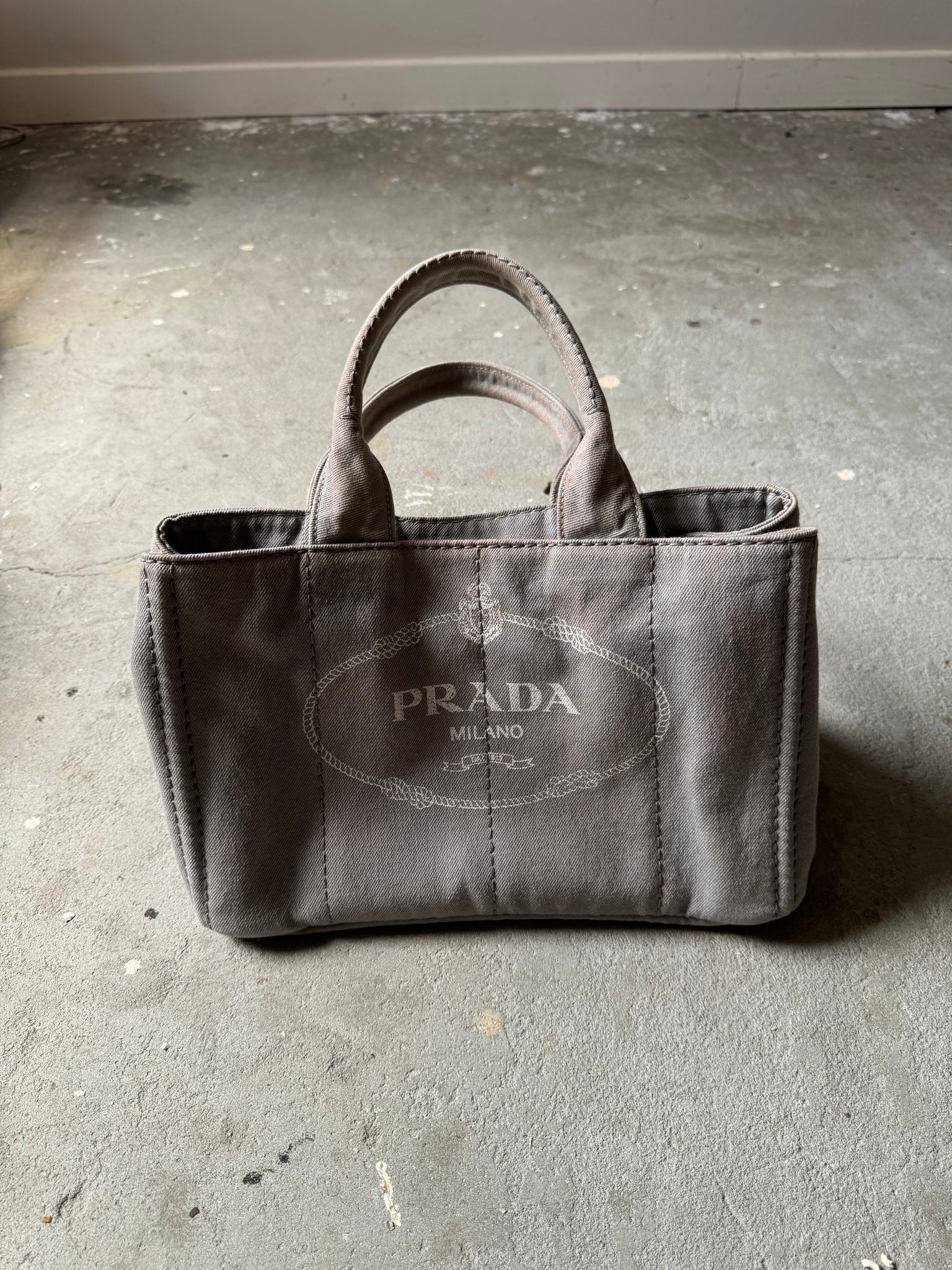 Prada Canapa Tote Bag Grey
