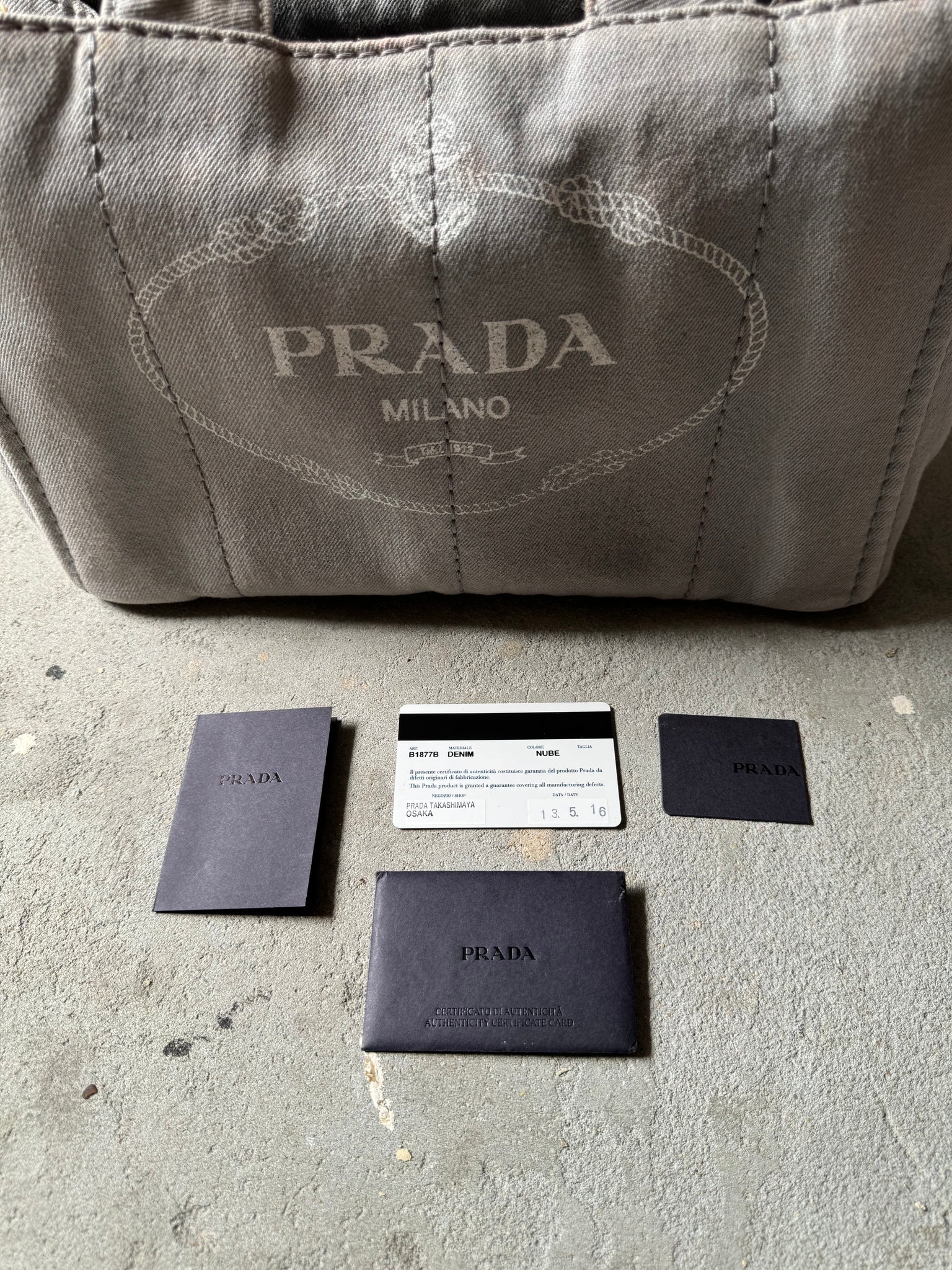 Prada Canapa Tote Bag Grey