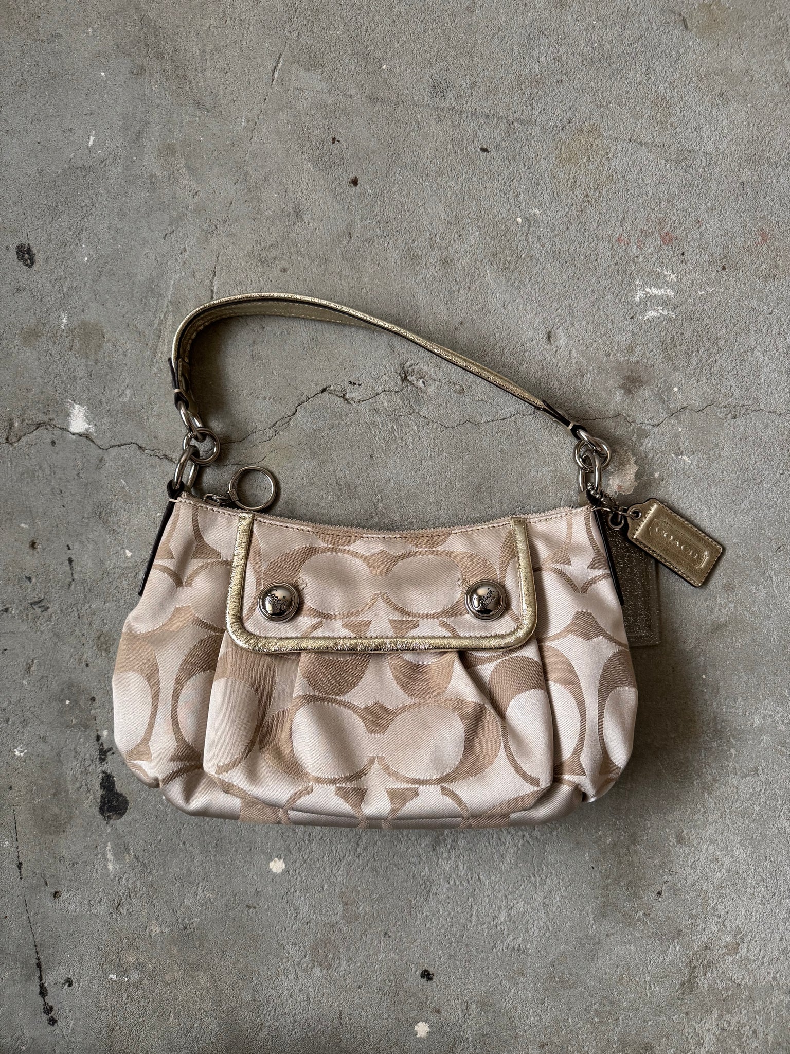 Coach 2Way Signature Shoulder Bag Cream/Gold