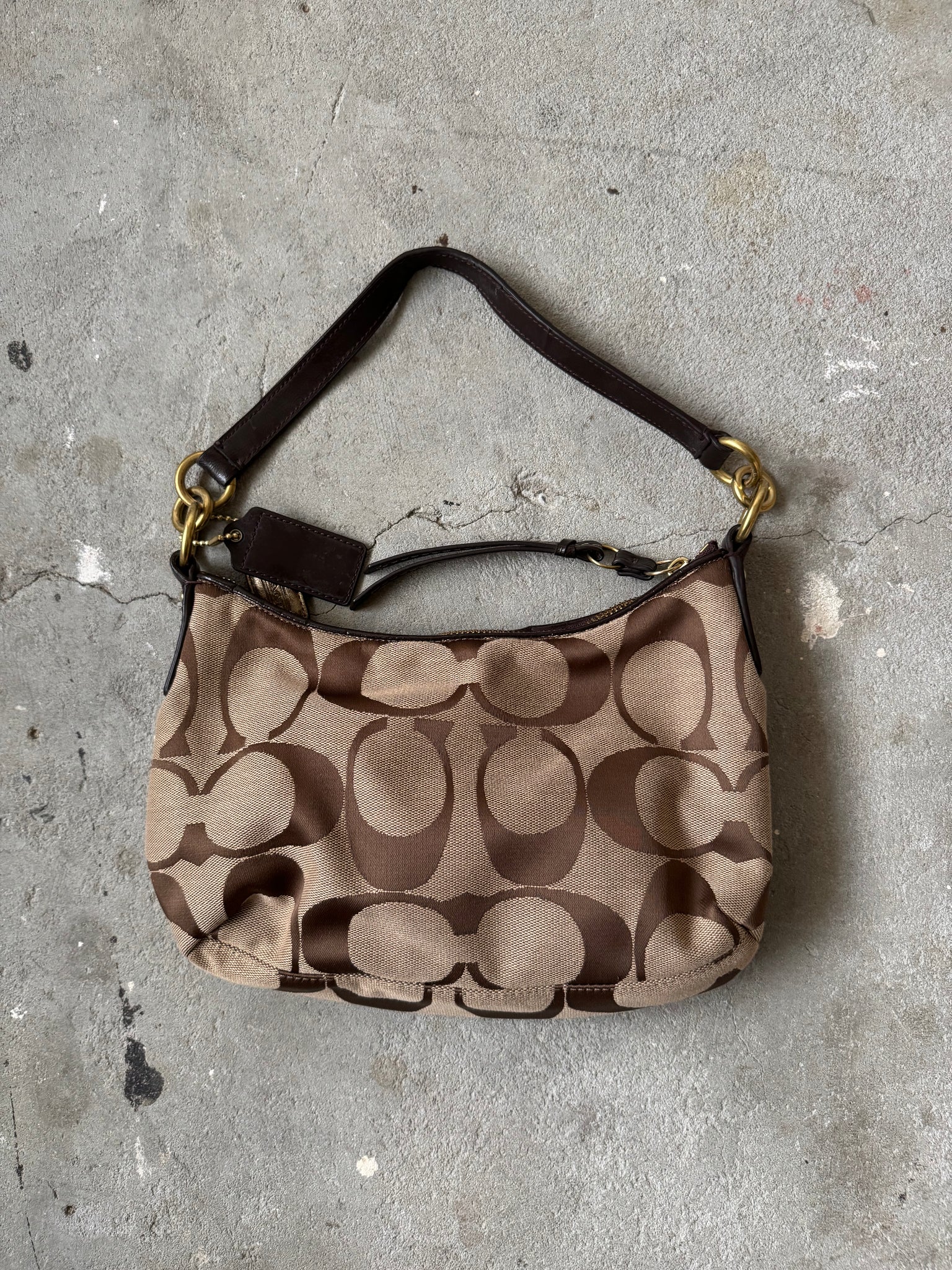 Coach 2Way Signature Stripe ShoulderBag Beige/Brown