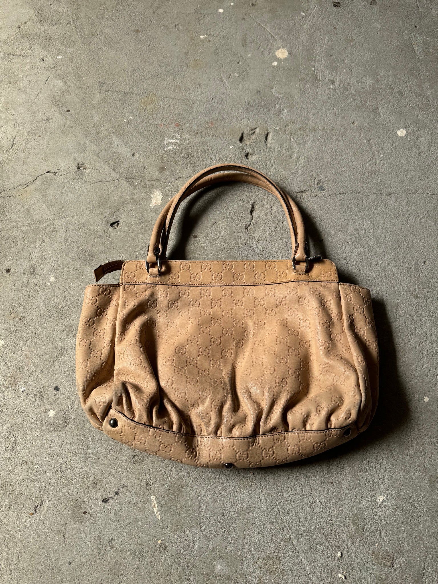 Gucci GG Monogram Leather D Ring HandBag Beige