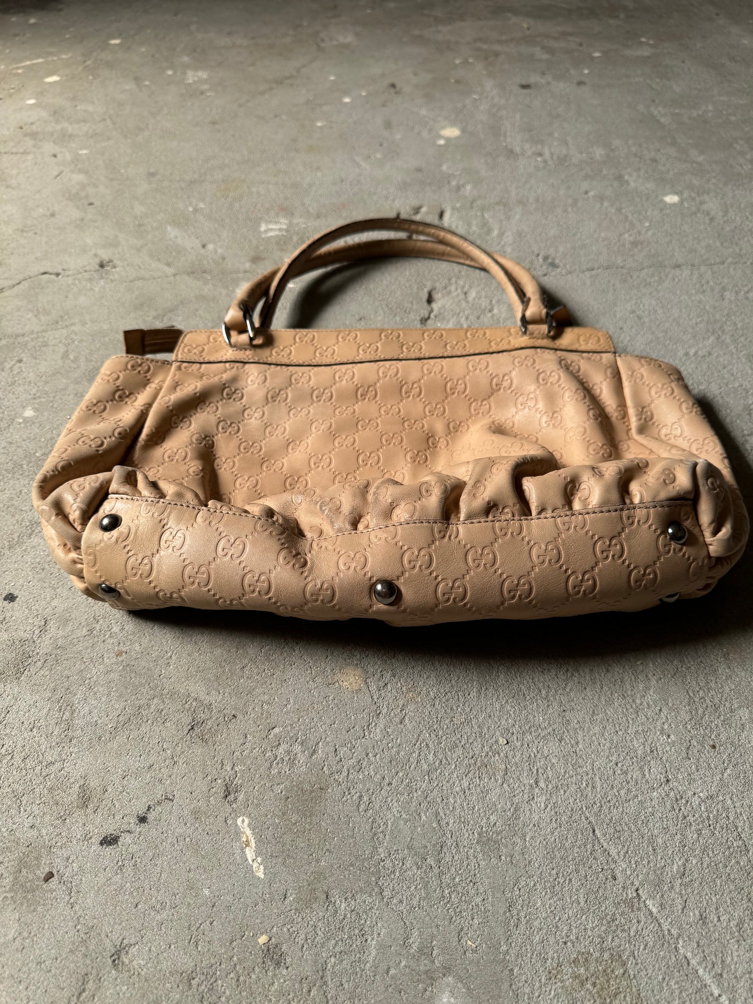 Gucci GG Monogram Leather D Ring HandBag Beige