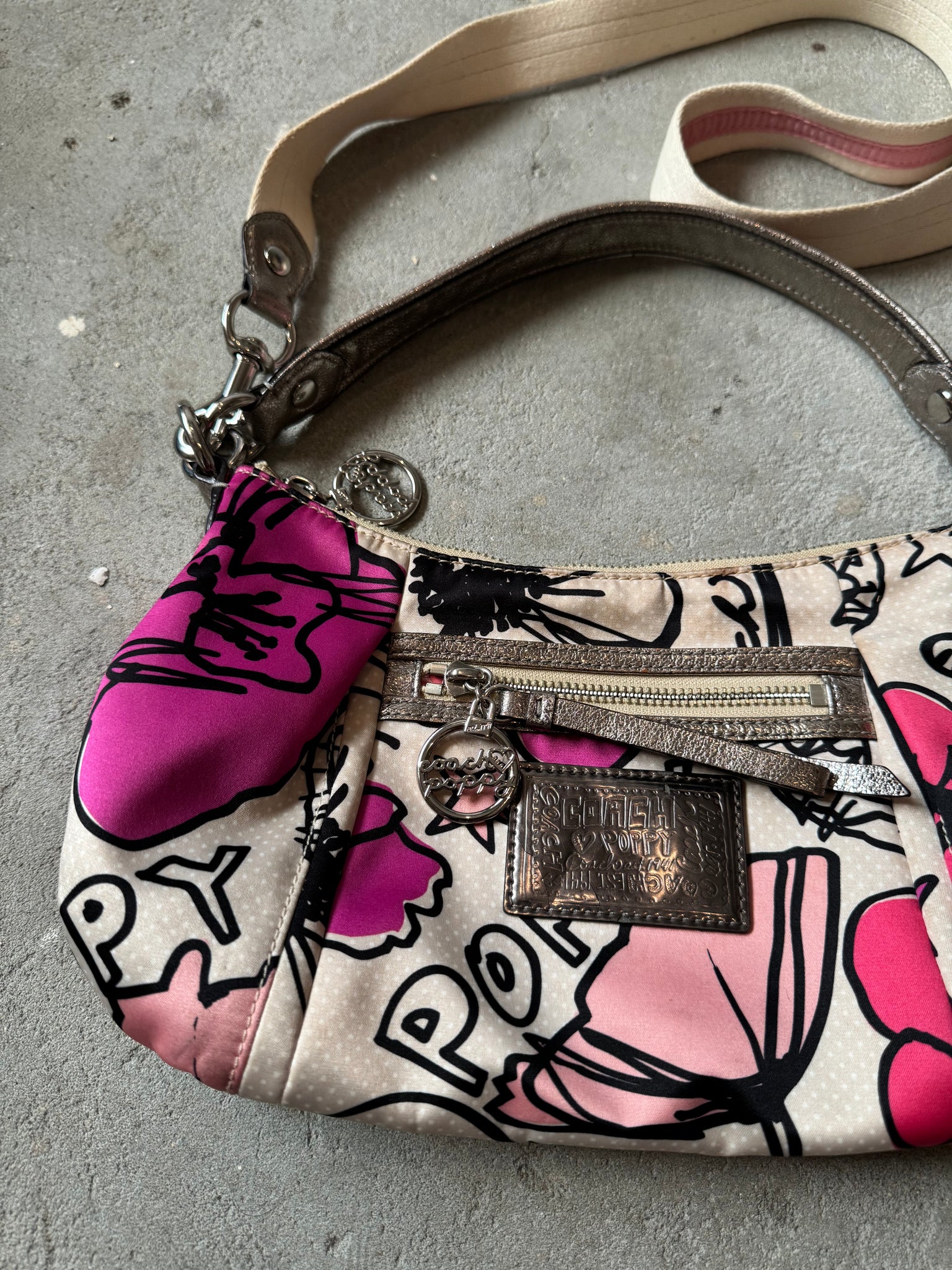 Coach 2Way Multicolour Satin Leather Poppy ShoulderBag