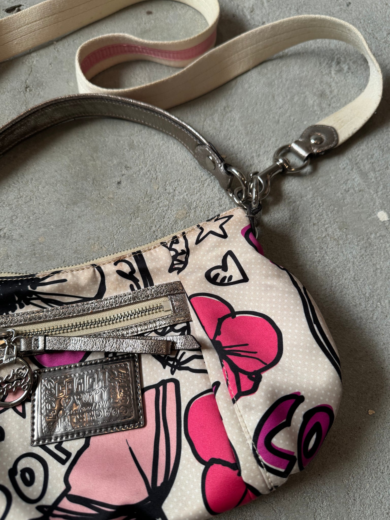 Coach 2Way Multicolour Satin Leather Poppy ShoulderBag