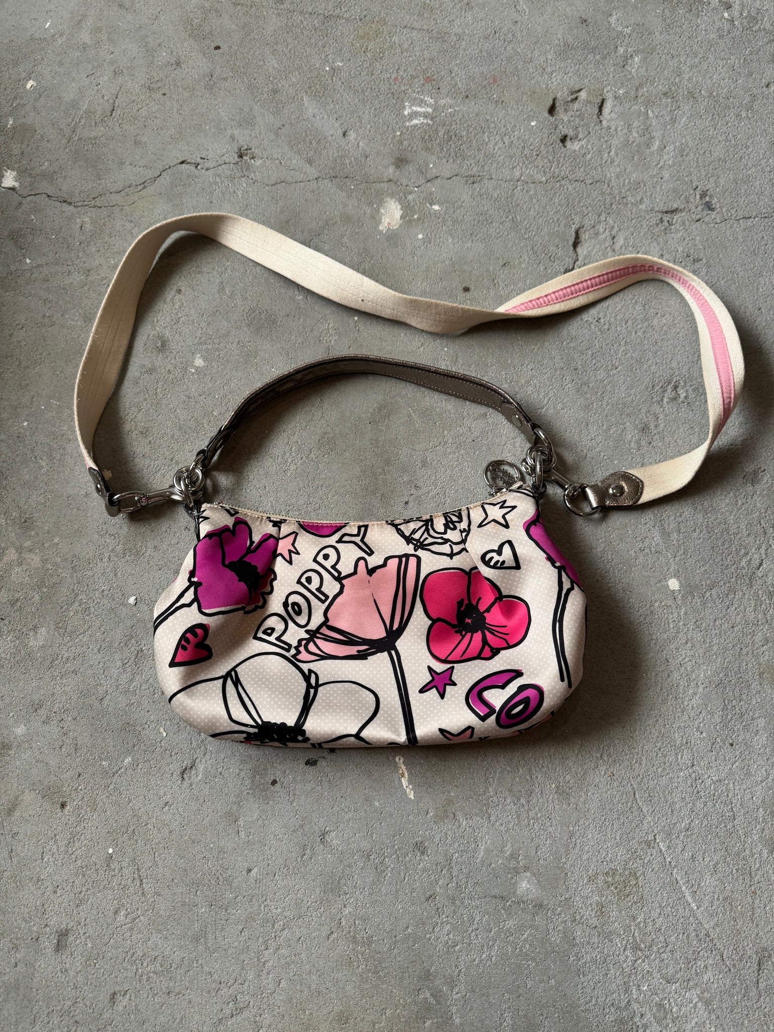 Coach 2Way Multicolour Satin Leather Poppy ShoulderBag