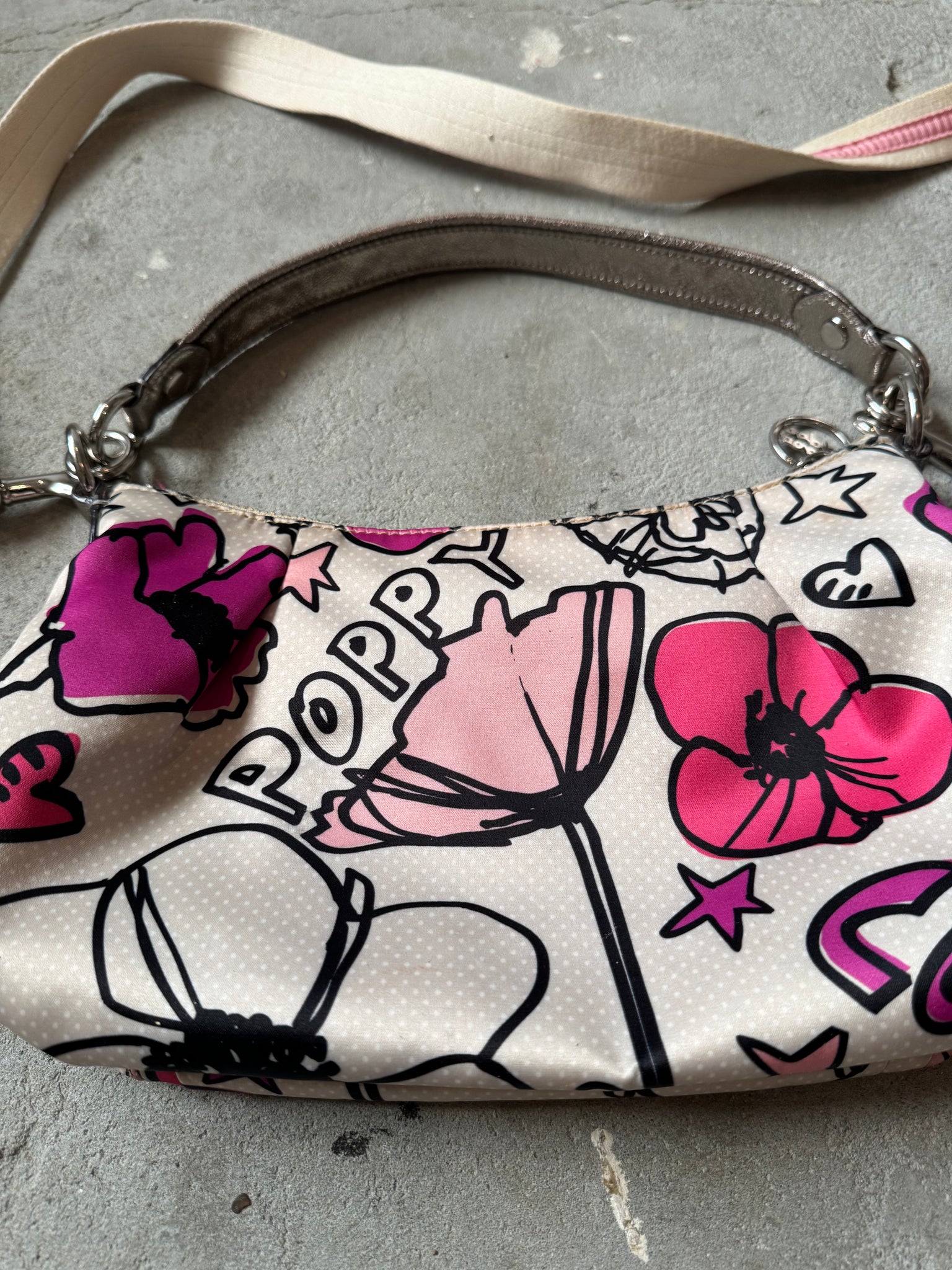 Coach 2Way Multicolour Satin Leather Poppy ShoulderBag