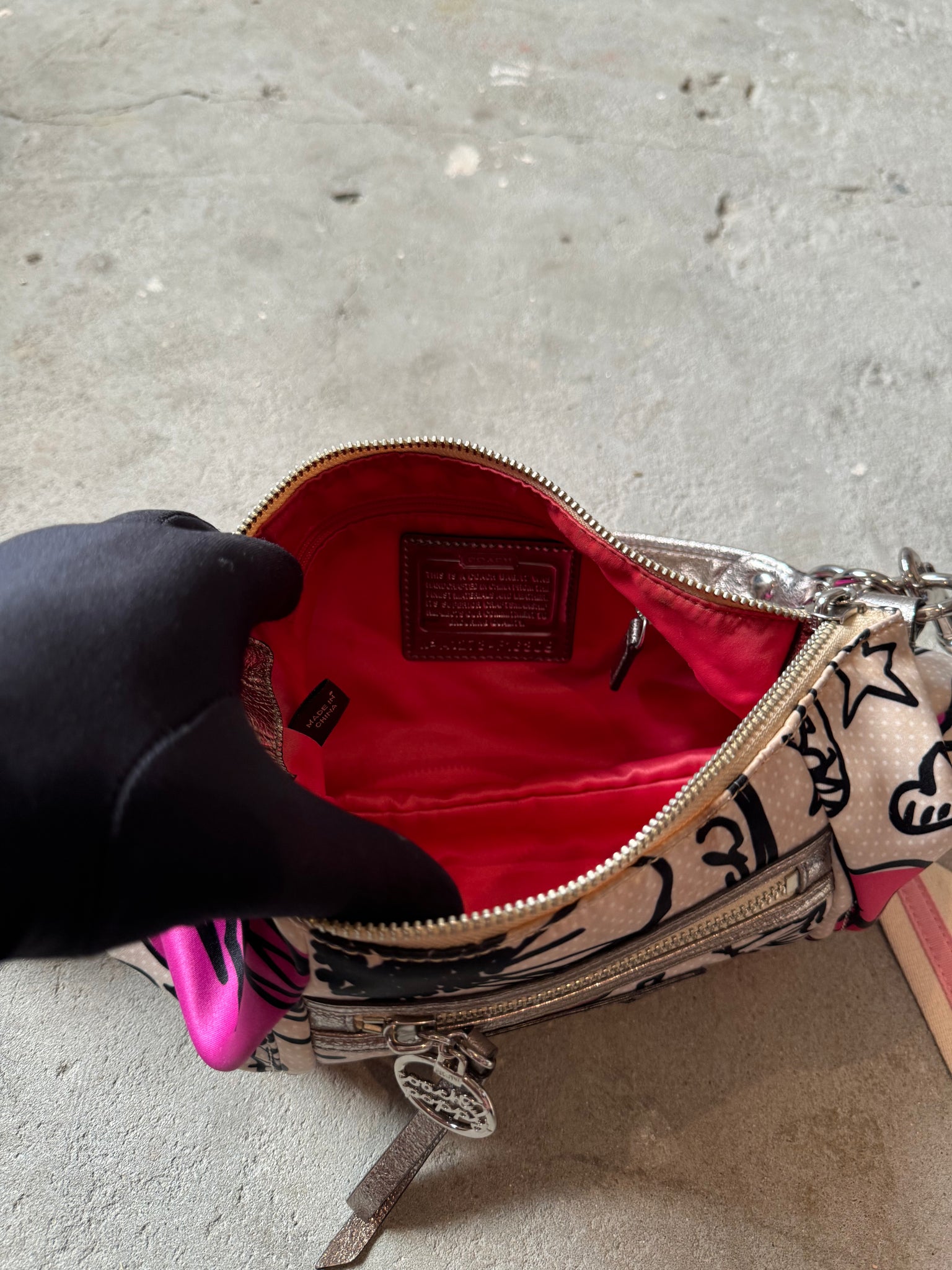 Coach 2Way Multicolour Satin Leather Poppy ShoulderBag