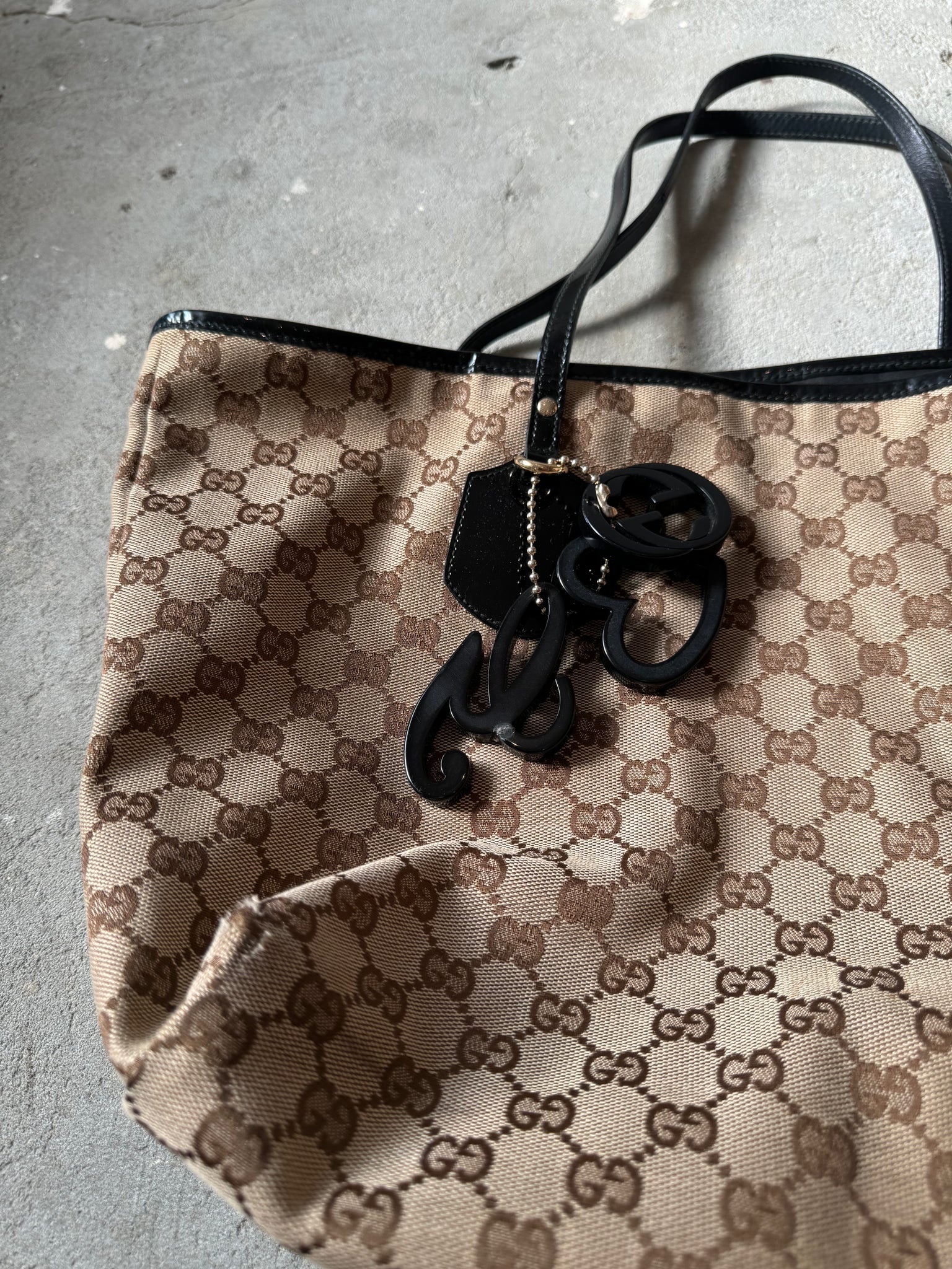 Gucci GG Monogram Canvas Jolie Tote Bag Black/Beige
