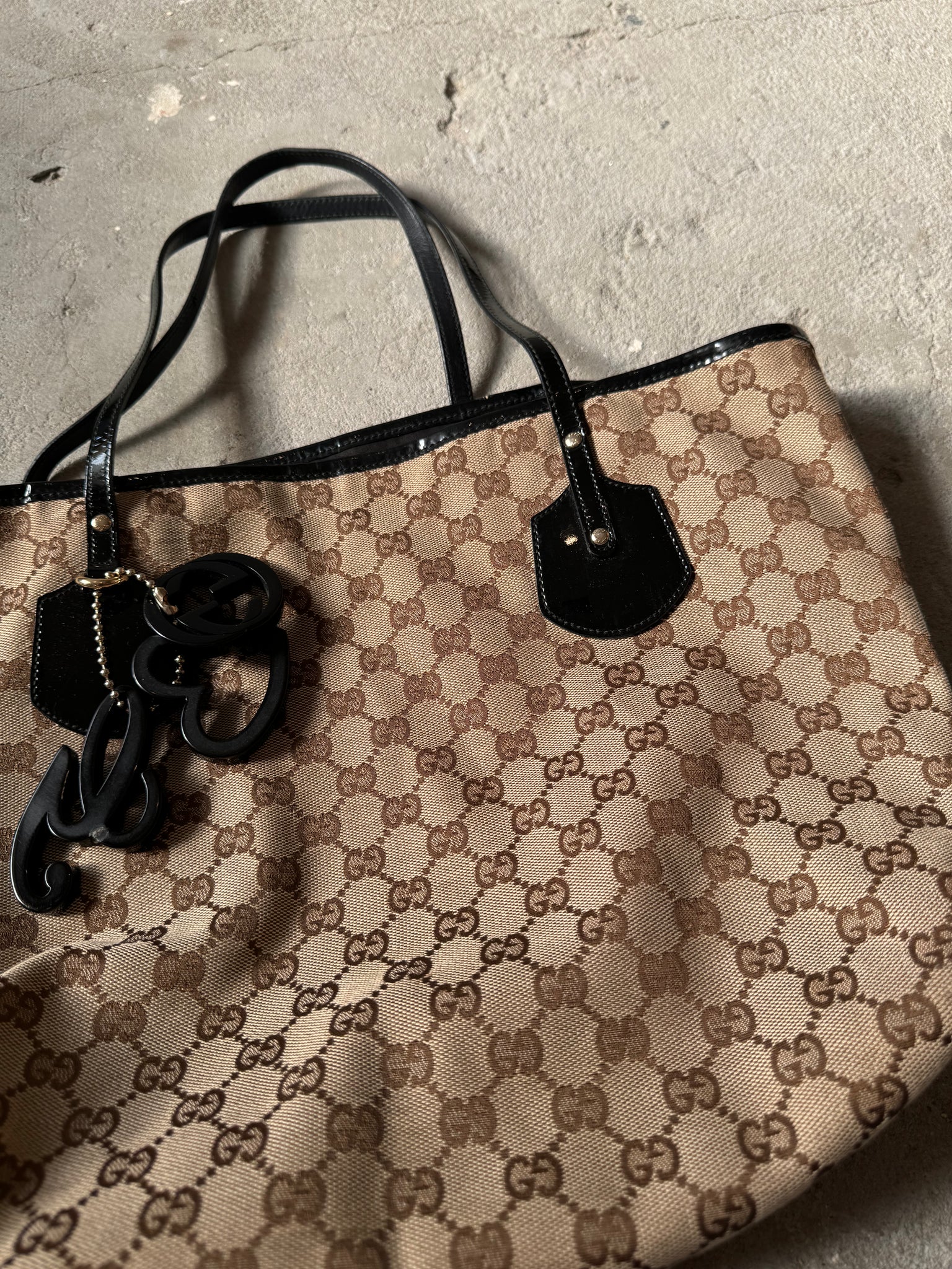 Gucci GG Monogram Canvas Jolie Tote Bag Black/Beige