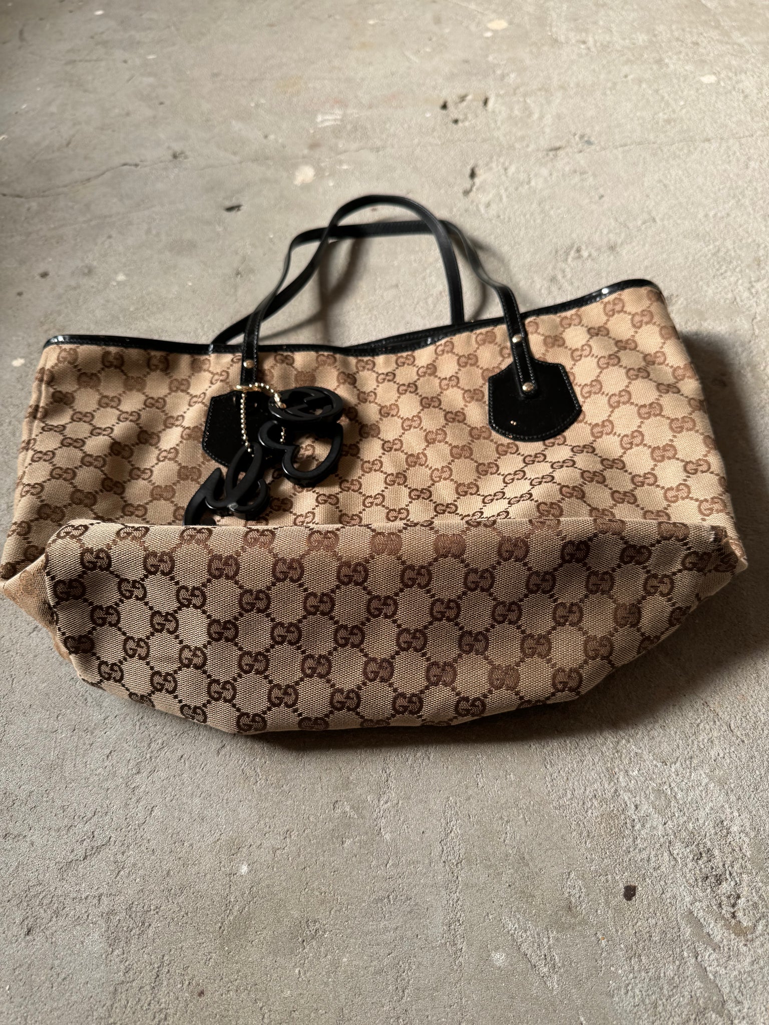 Gucci GG Monogram Canvas Jolie Tote Bag Black/Beige