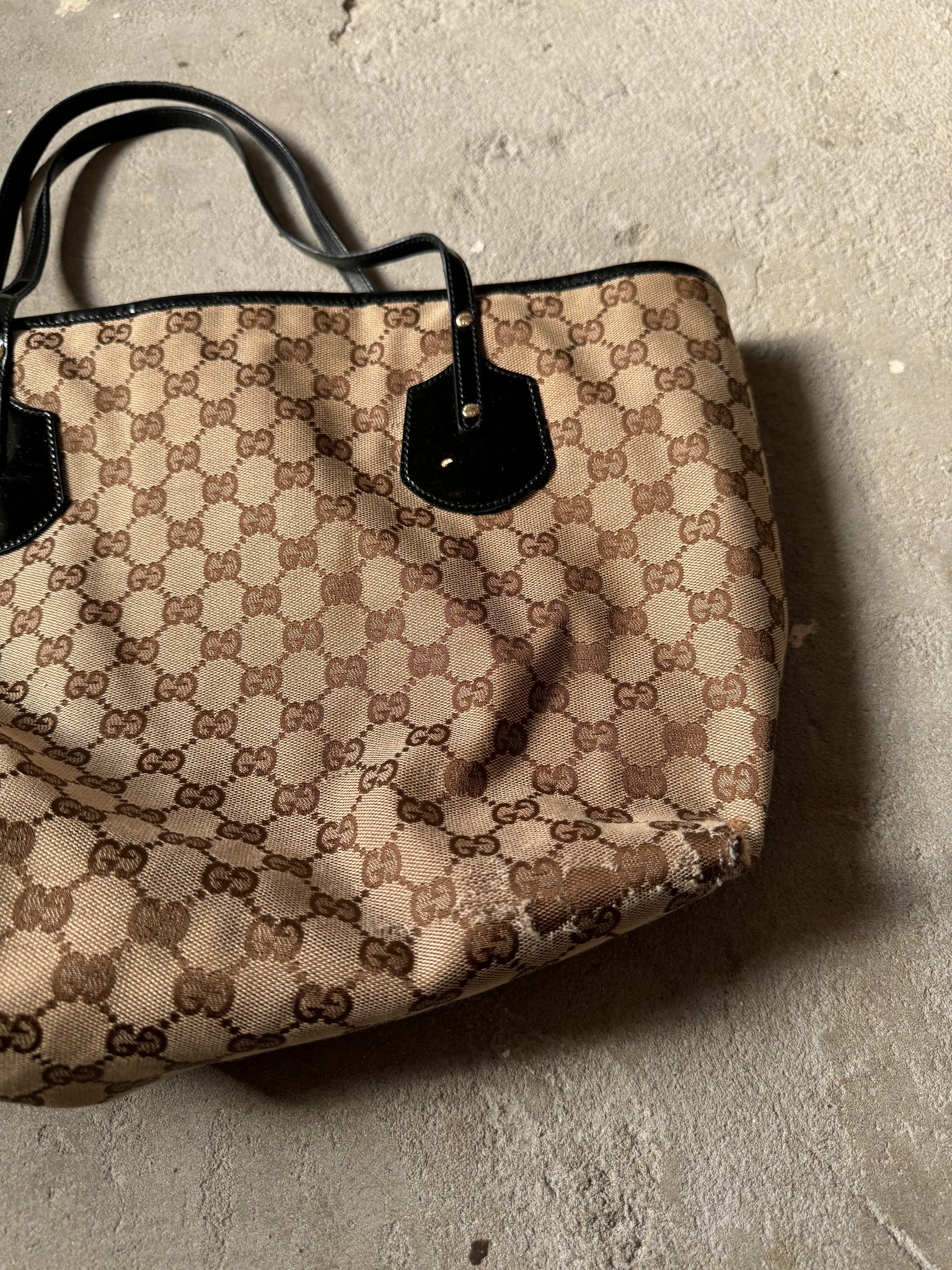 Gucci GG Monogram Canvas Jolie Tote Bag Black/Beige