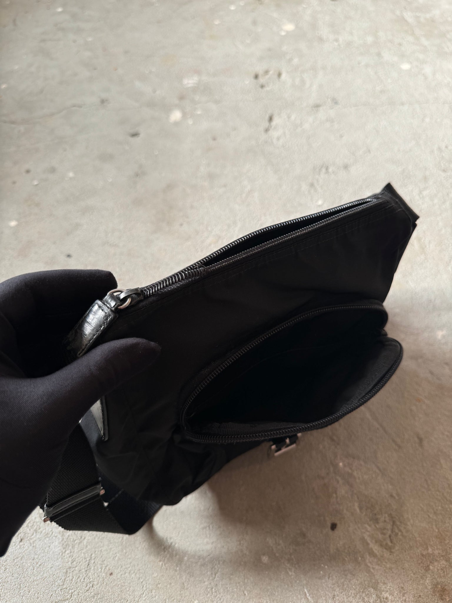 Prada Nylon Front Buckle CrossBody Bag Black