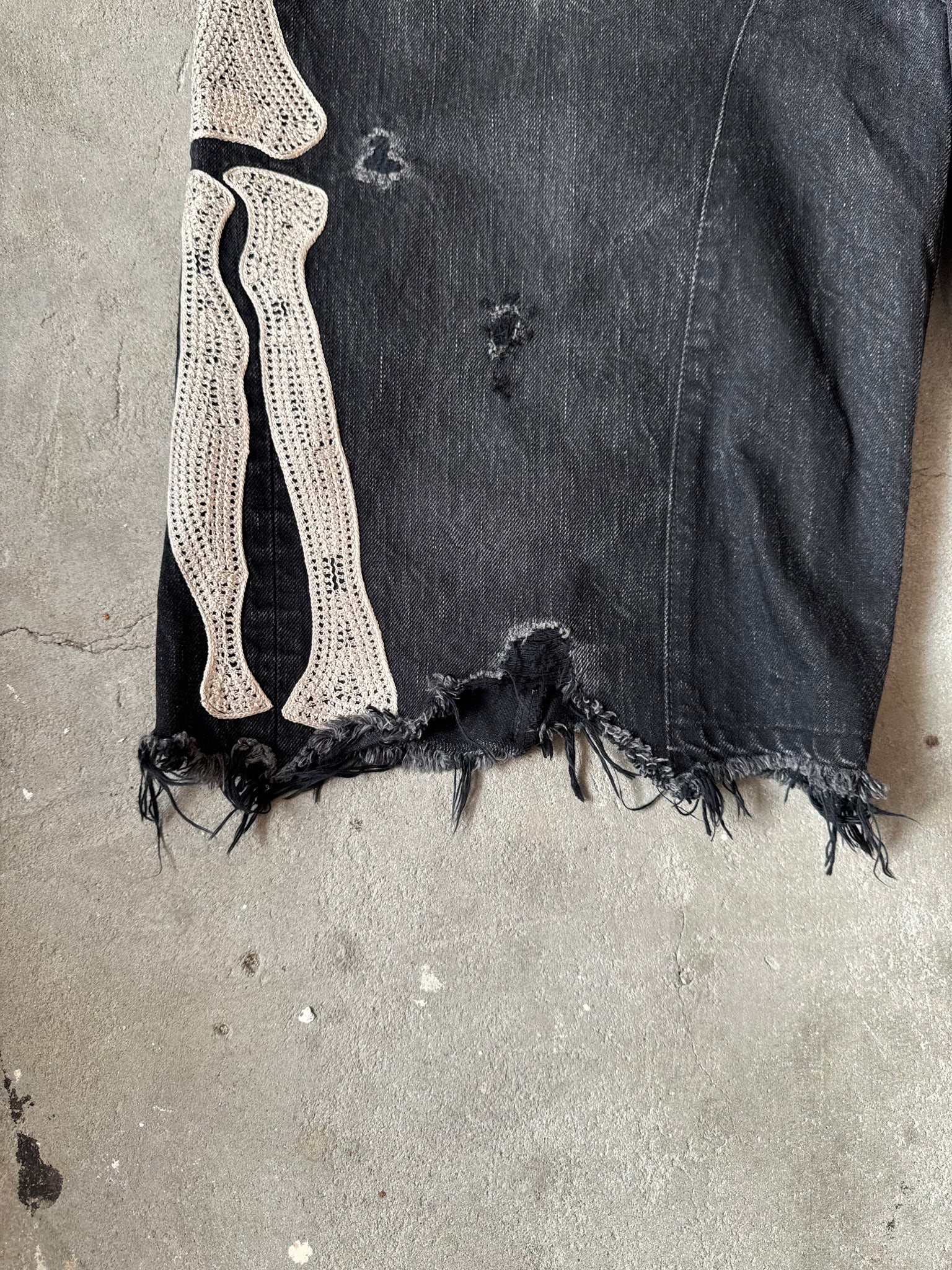 Kapital Kountry Skeleton Black Denim Shorts