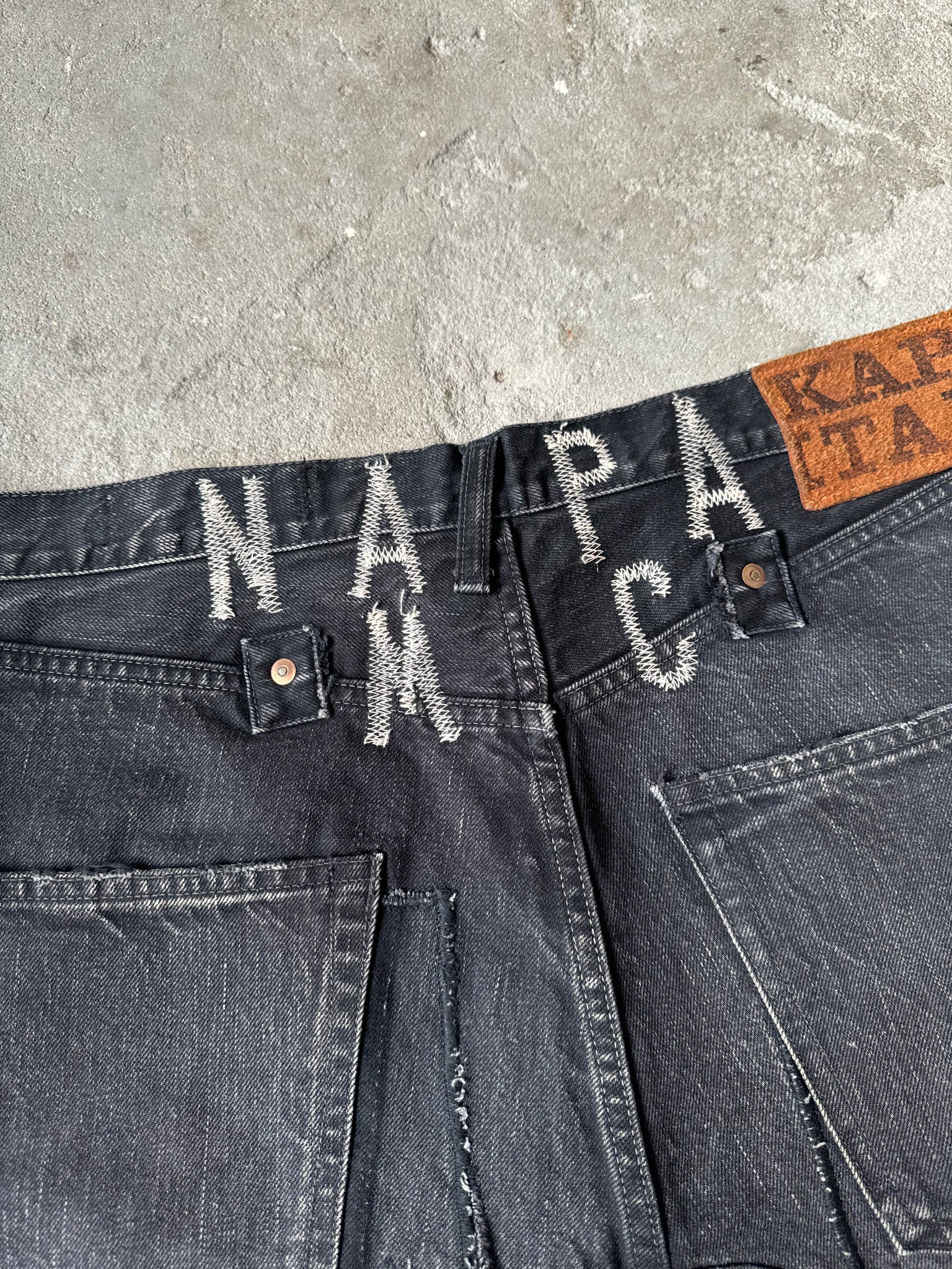 Kapital Kountry Skeleton Black Denim Shorts