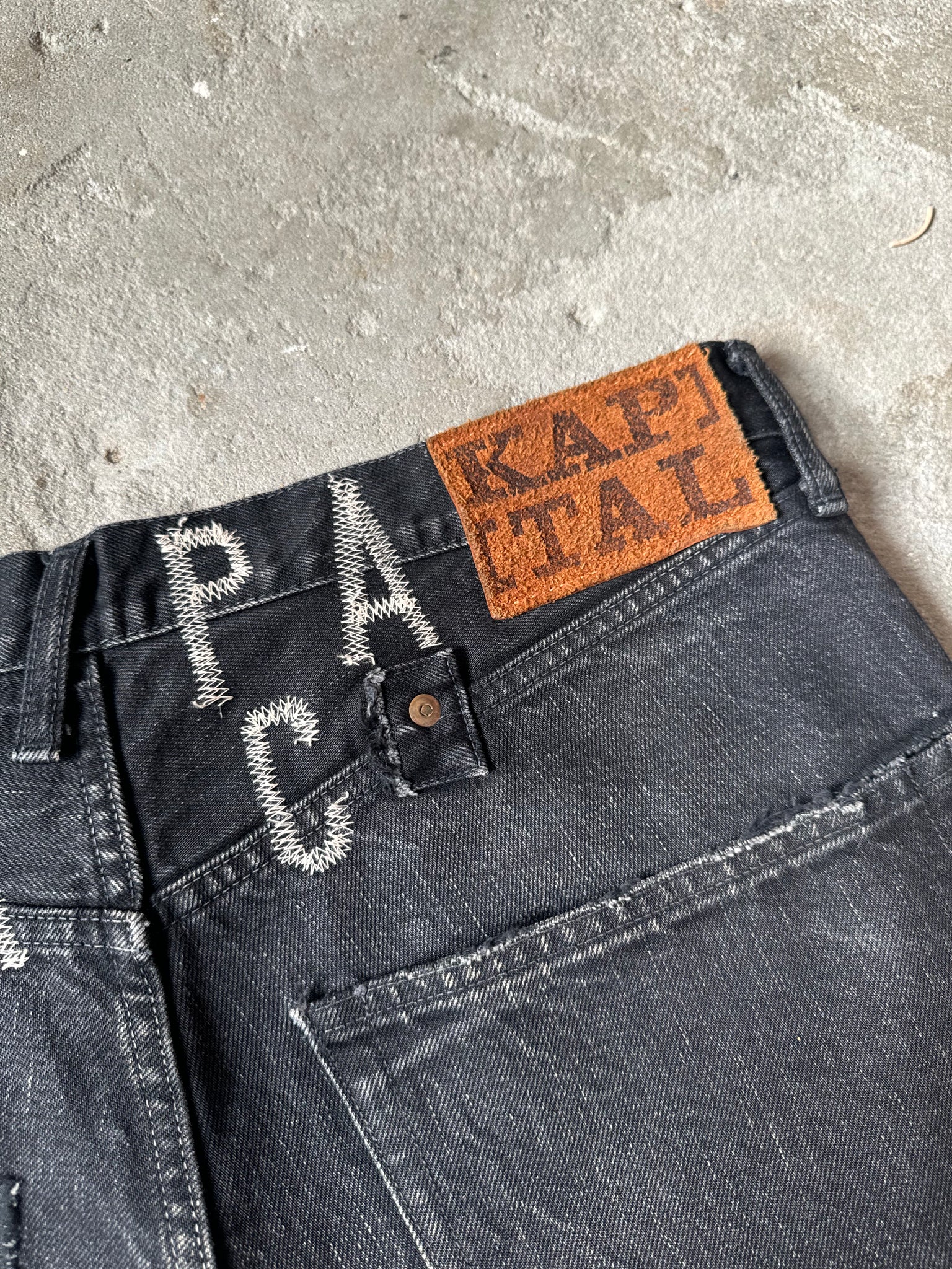 Kapital Kountry Skeleton Black Denim Shorts