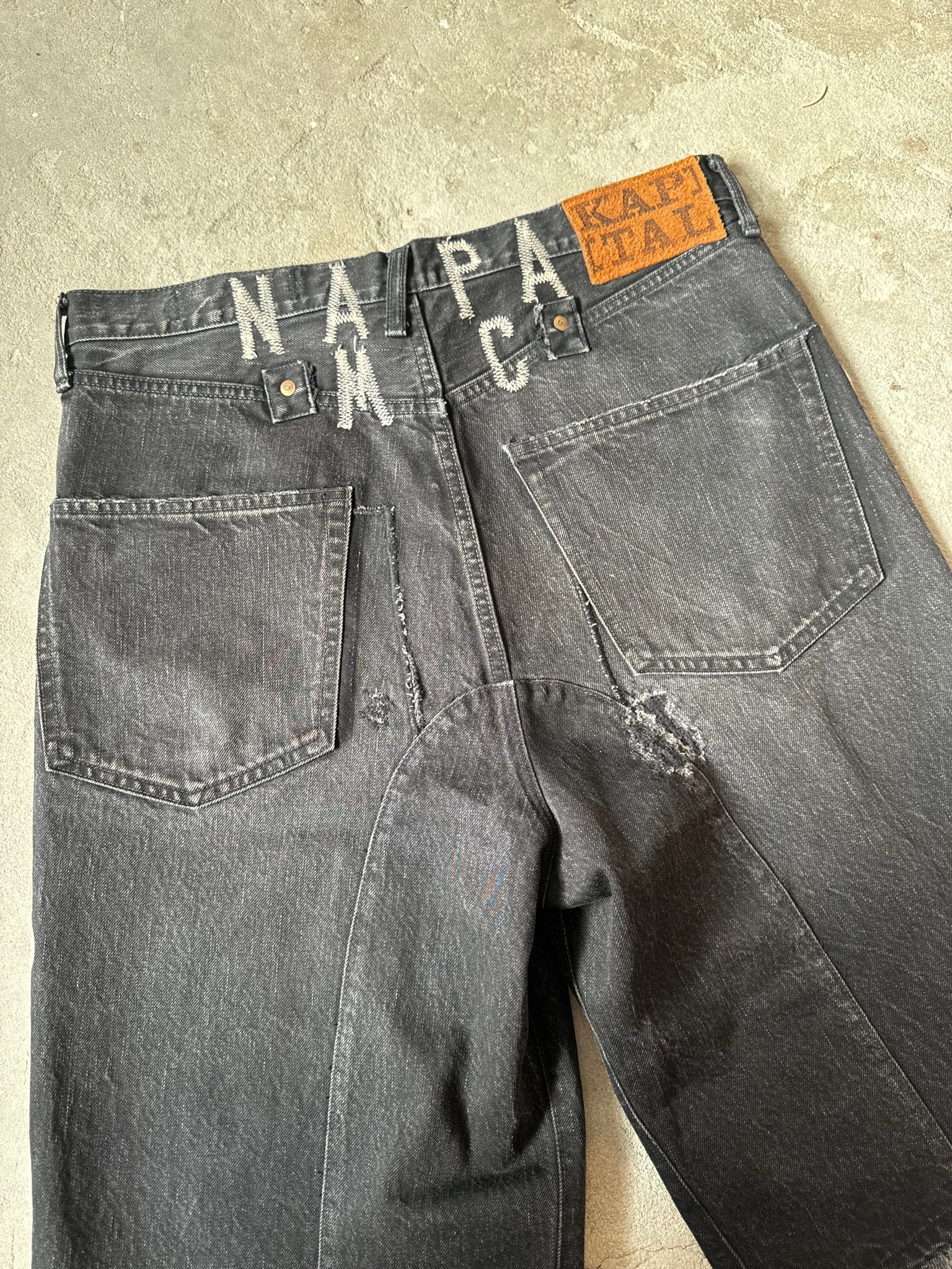 Kapital Kountry Skeleton Black Denim Shorts