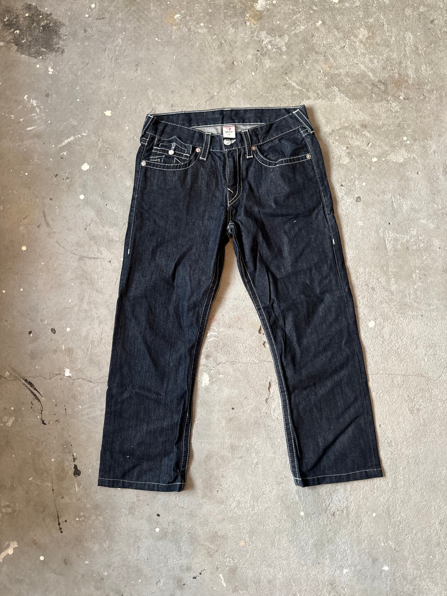 True Religion Embroidered Blue Denim Jeans (Size 32)